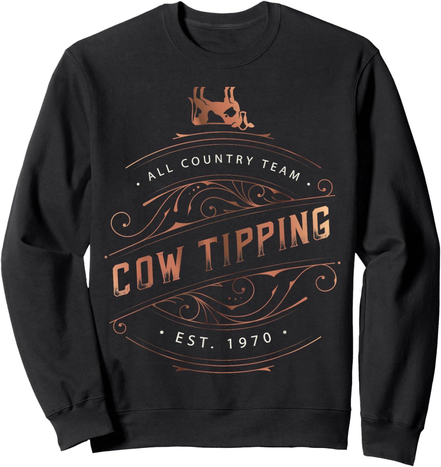 Funny All Country Cow Tipping Team Sweatshirt - Sweatshirt | Black