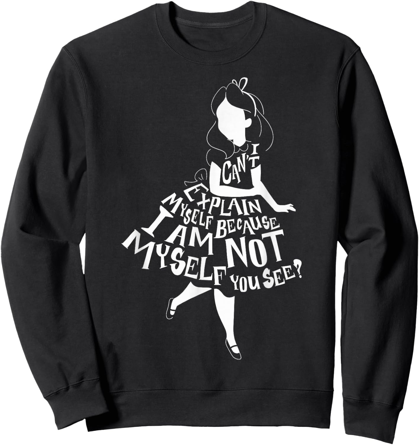 Disney Alice in Wonderland I Can't Explain Myself Text Fill Small Sweatshirt - Sweatshirt | Black