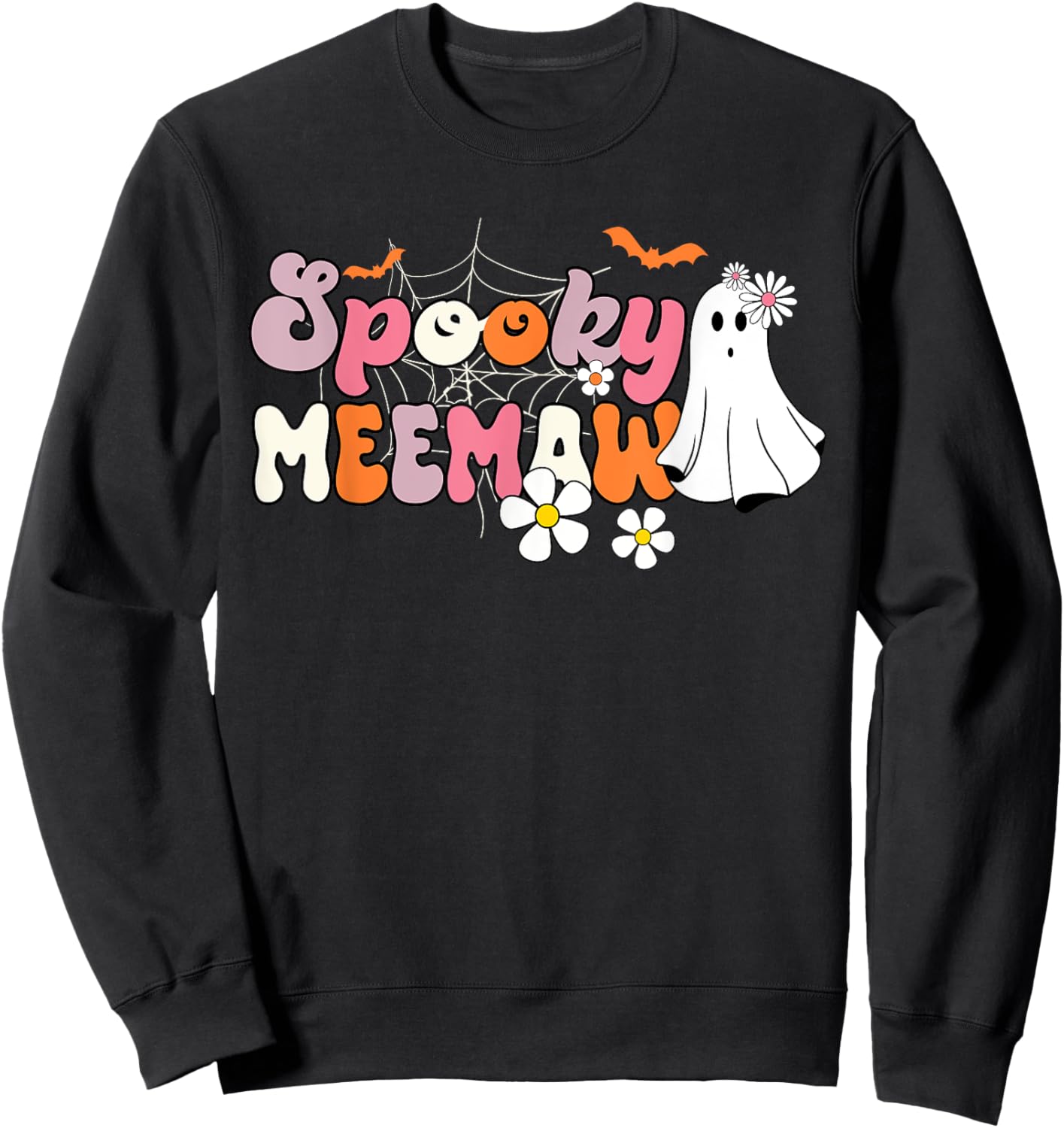 Groovy One Spooky Meemaw Mama Grandma Witch Mom Halloween Sweatshirt - Sweatshirt | Black
