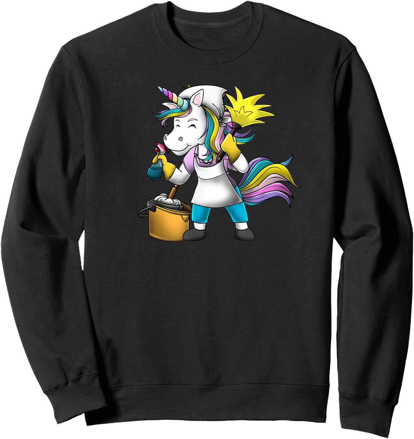 Unicorn Girl Funny Cleaning Lady Housekeeper Maid Service Sweatshirt - Sweatshirt | Black