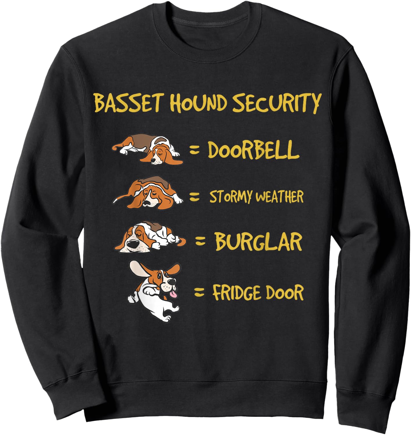 Basset Hound Security Gifts Funny Costume Clothing Small Sweatshirt - Sweatshirt | Black