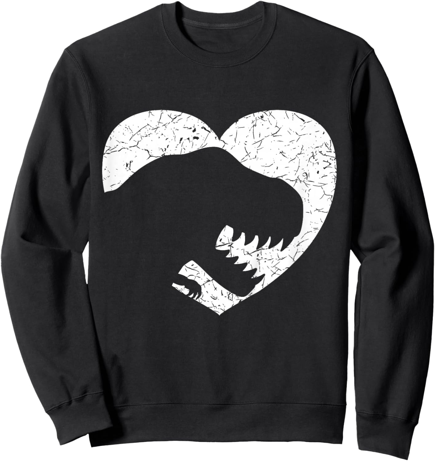 Kids Valentines Day T-Rex Dinosaur Heart Silhouette Boys Toddler Sweatshirt - Sweatshirt | Black