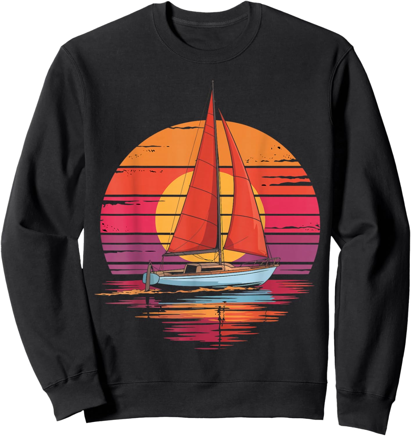 Retro Sailboat Ocean Sailing Lover Nautical Gifts Men Women Sweatshirt - Sweatshirt | Black