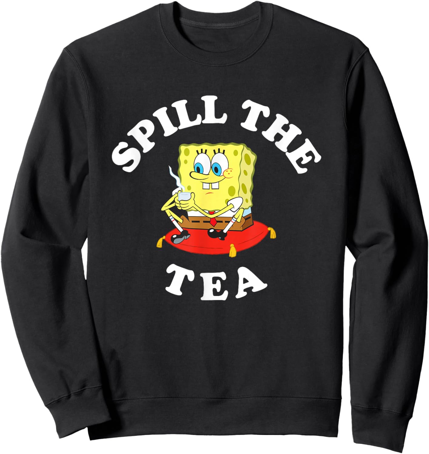 SpongeBob SquarePants Spill The Tea Relaxing SpongeBob Sweatshirt - Sweatshirt | Black