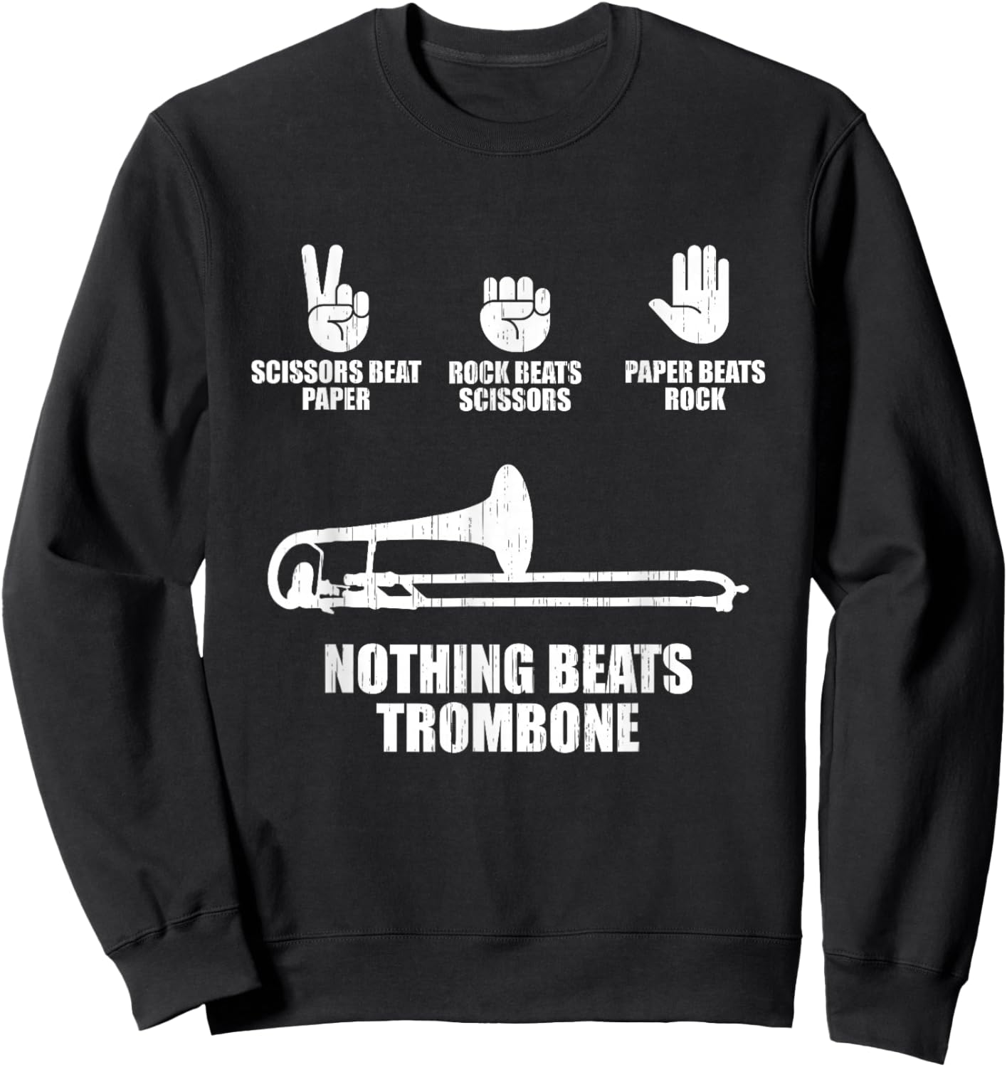 Rock Paper Scissors Marching Band Shirt Funny Trombone Lover Sweatshirt - Sweatshirt | Black