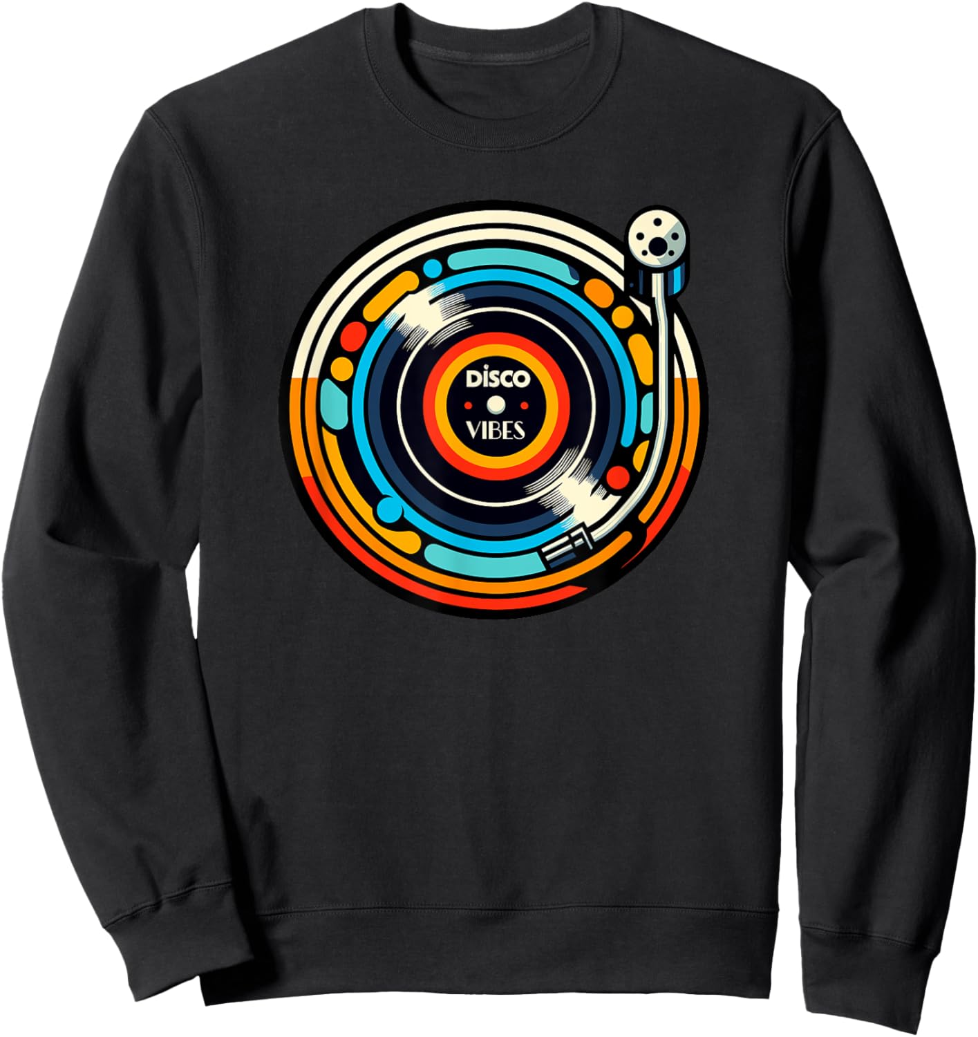 Retro Disco Vibes Turntable Enthusiast Sweatshirt - Sweatshirt | Black