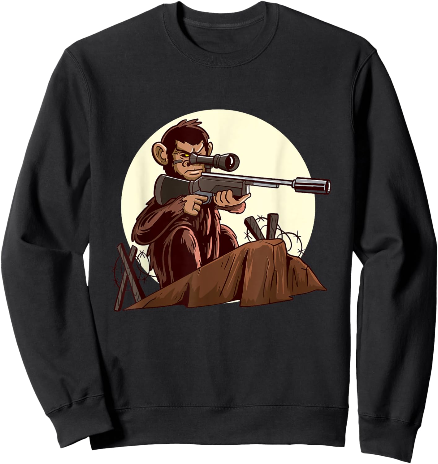 Ape Monkey Gorilla Rifle Shooting Pro Gun Sweatshirt - Sweatshirt | Black