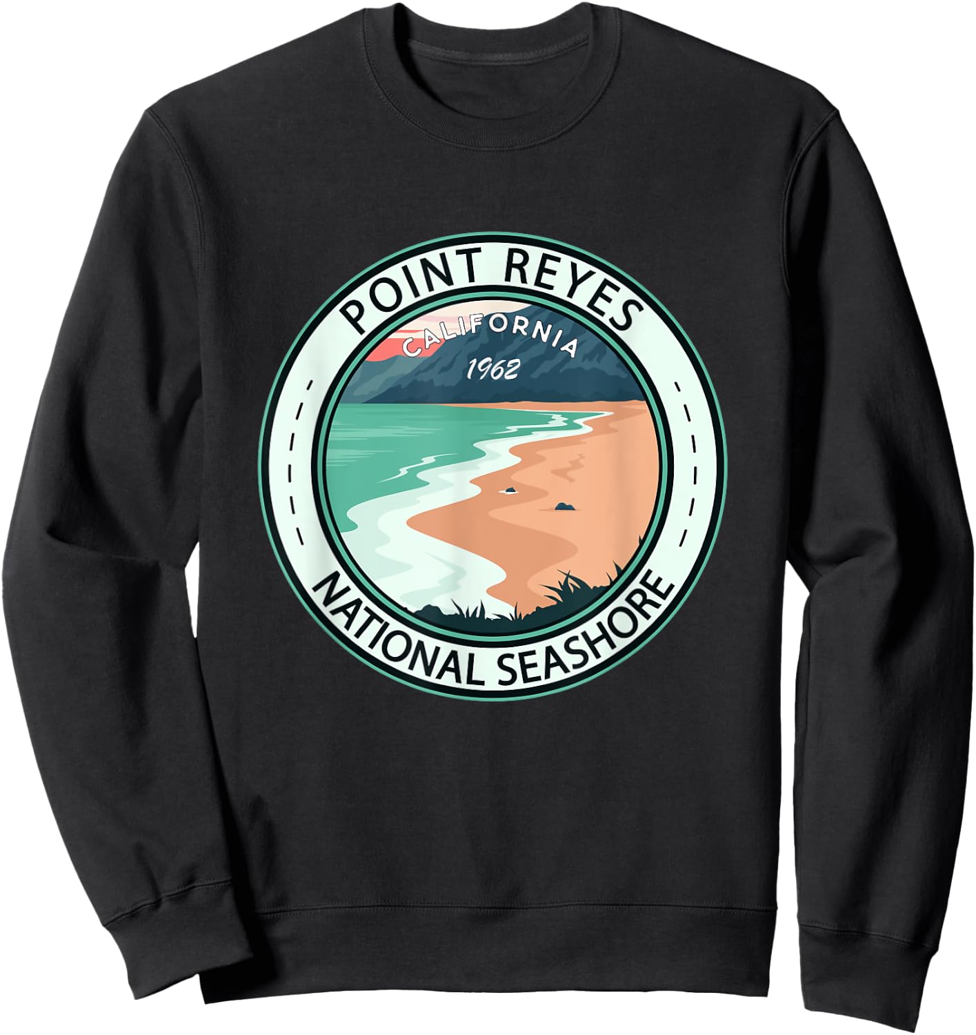 Point Reyes National Seashore California Badge Vintage Sweatshirt - Sweatshirt | Black