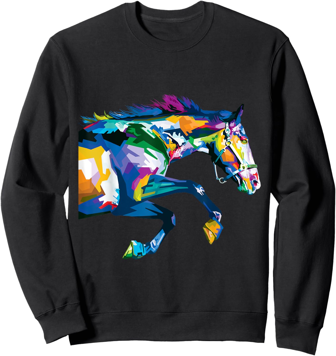 Colourful Horse Cute Geometric Horses Pop Art Style Gift Sweatshirt - Sweatshirt | Black