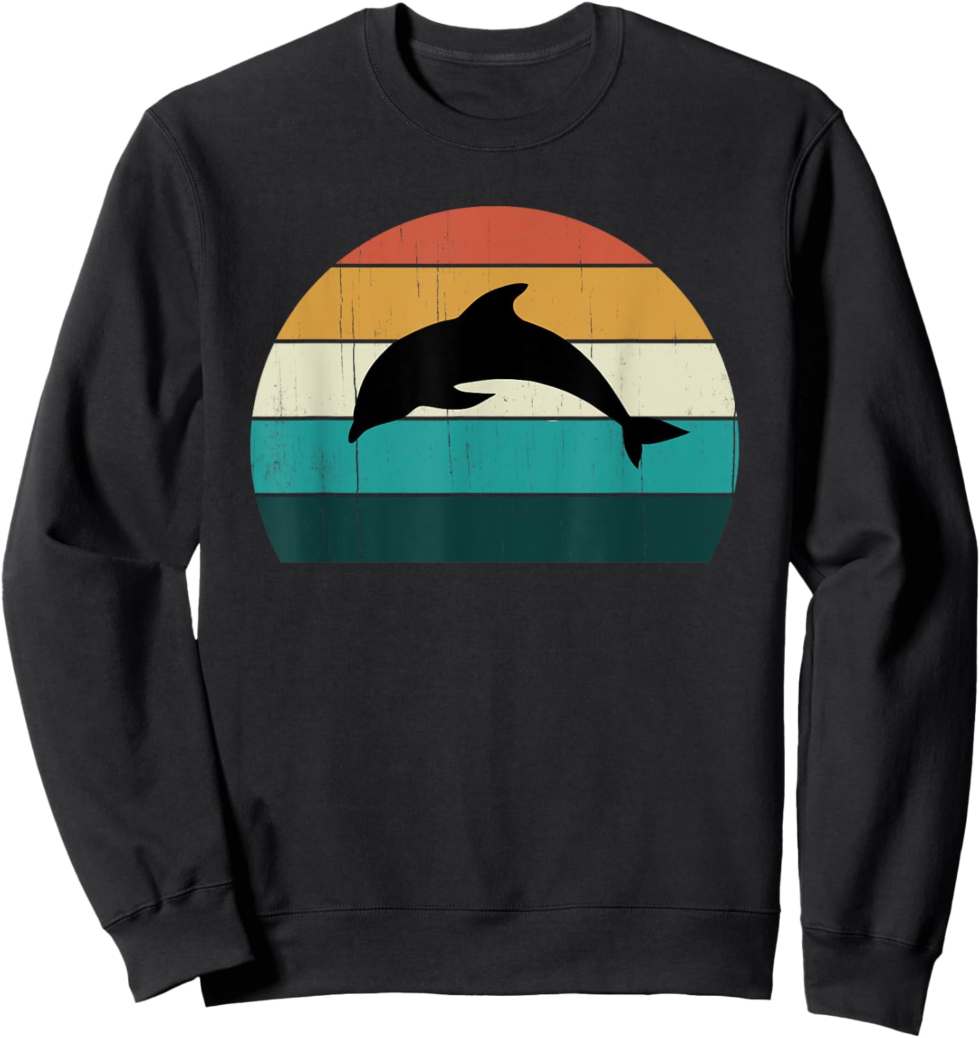 Retro Dolphin - Cool Sunset Aquatic Mammals Lovers Sea Gift Sweatshirt - Sweatshirt | Black