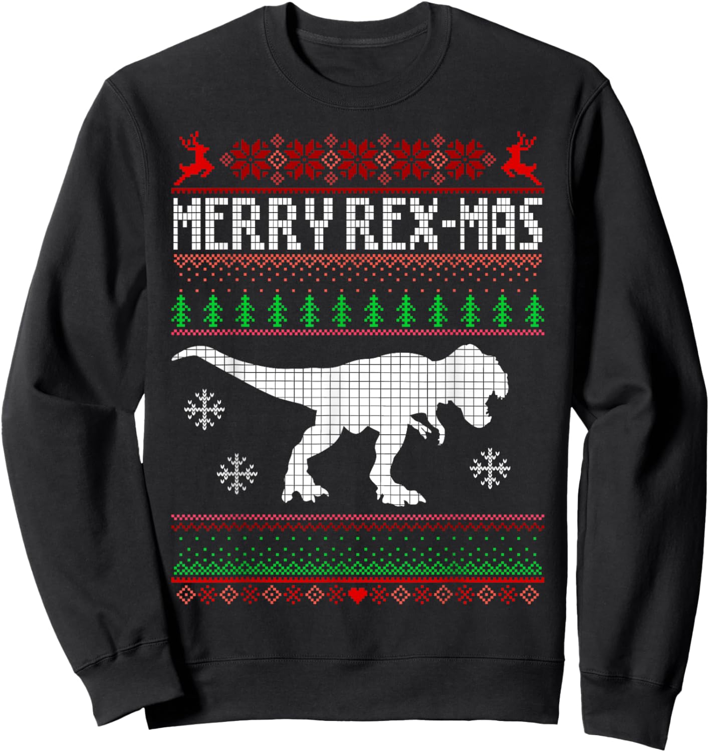 Merry Rex-Mas T-Rex Dinosaur Santa Christmas Ugly Sweater Sweatshirt - Sweatshirt | Black