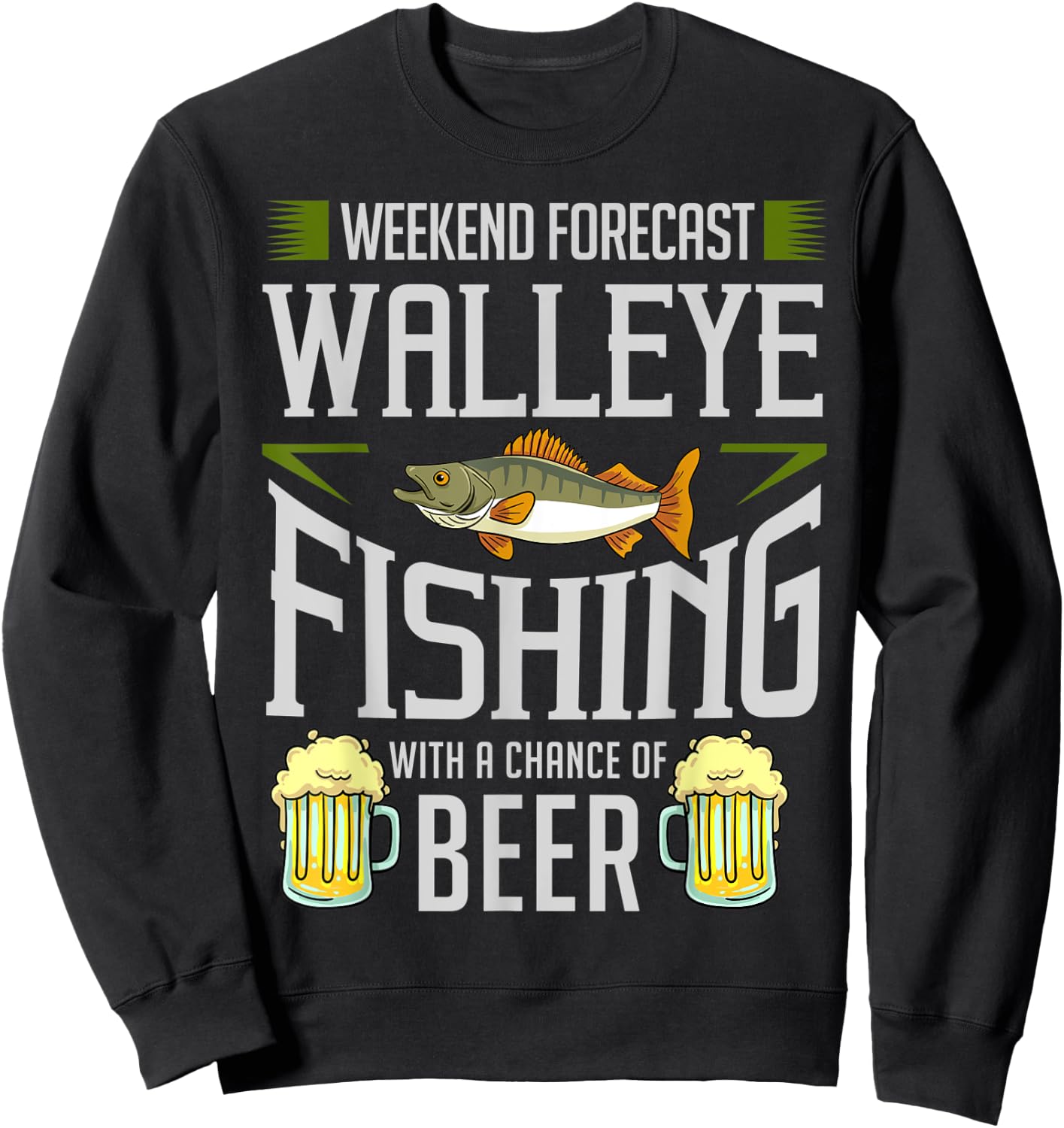 Walleye Lure Fishing Walleye Fish Beer Sweatshirt - Sweatshirt | Black