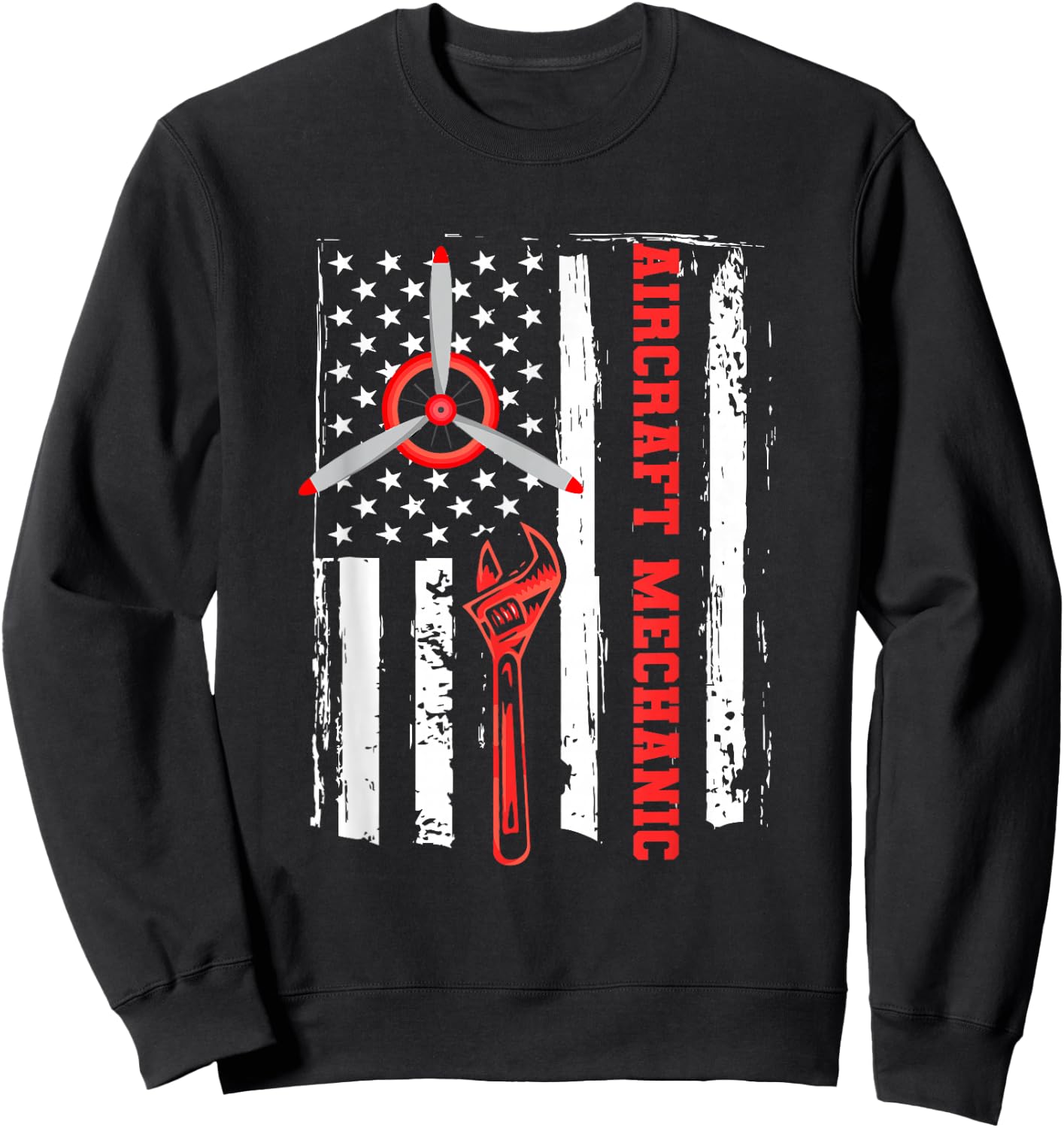 Aircraft Mechanic Us Flag Engineer - Aircraft Mechanic Sweatshirt - Sweatshirt | Black