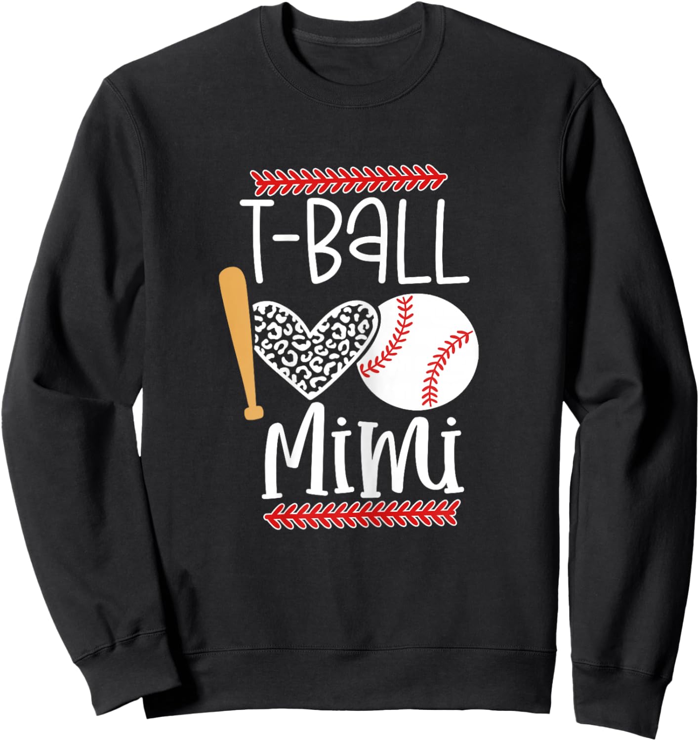 Proud T-Ball Mimi Baseball Grandma Gift Grandsons Game Day Sweatshirt - Sweatshirt | Black