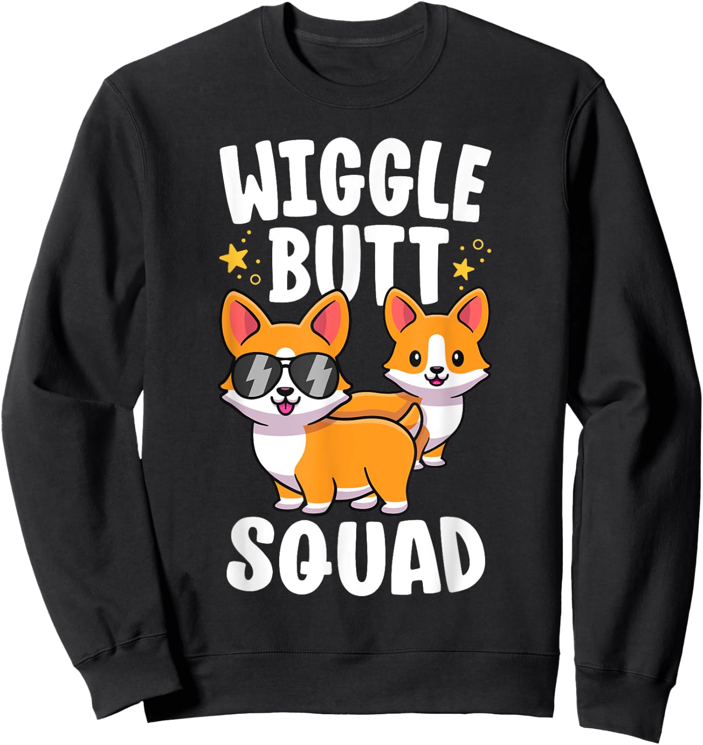 Funny Corgi Shirt For Kids Women Wiggle Butt Squad Crew Sweatshirt - Sweatshirt | Black