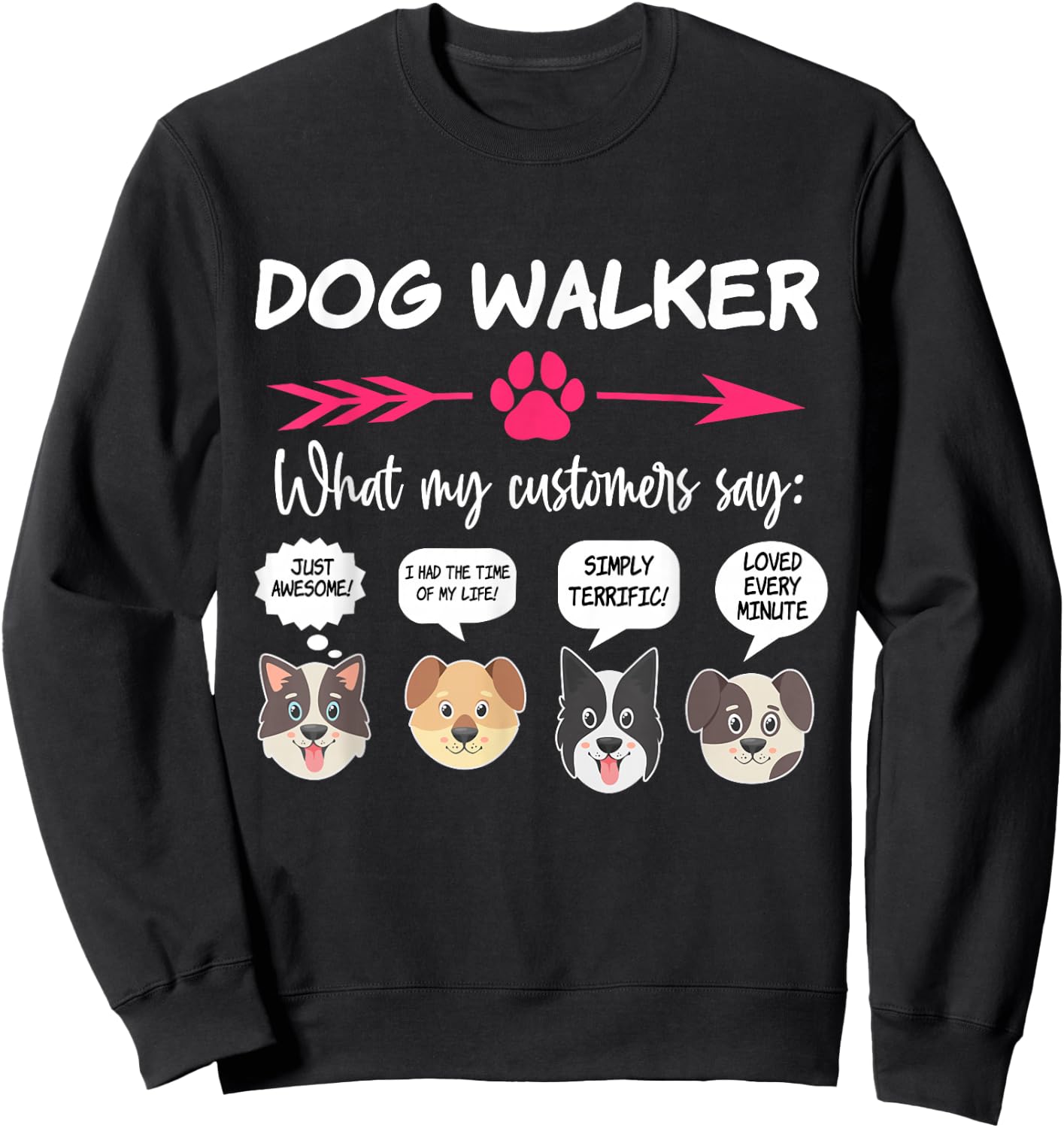 Hilarious Dog Walker Gifts Pups Funny Dog Walking Pet Sitter Men Women Girls Kids Sweatshirt - Sweatshirt | Black