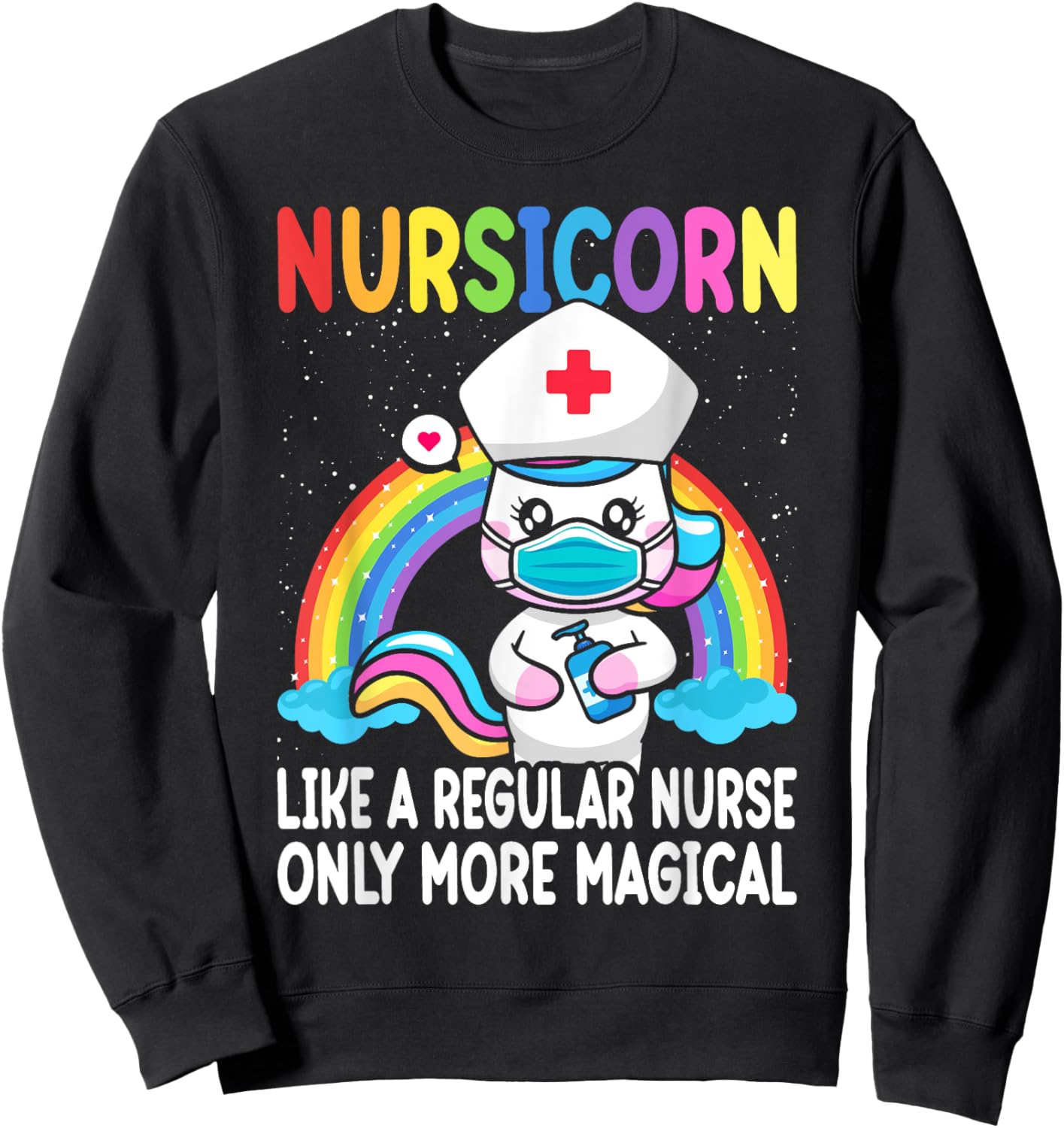 Cool Nurse Women Unicorn Medical Nurses RN Nursing Sweatshirt - Sweatshirt | Black