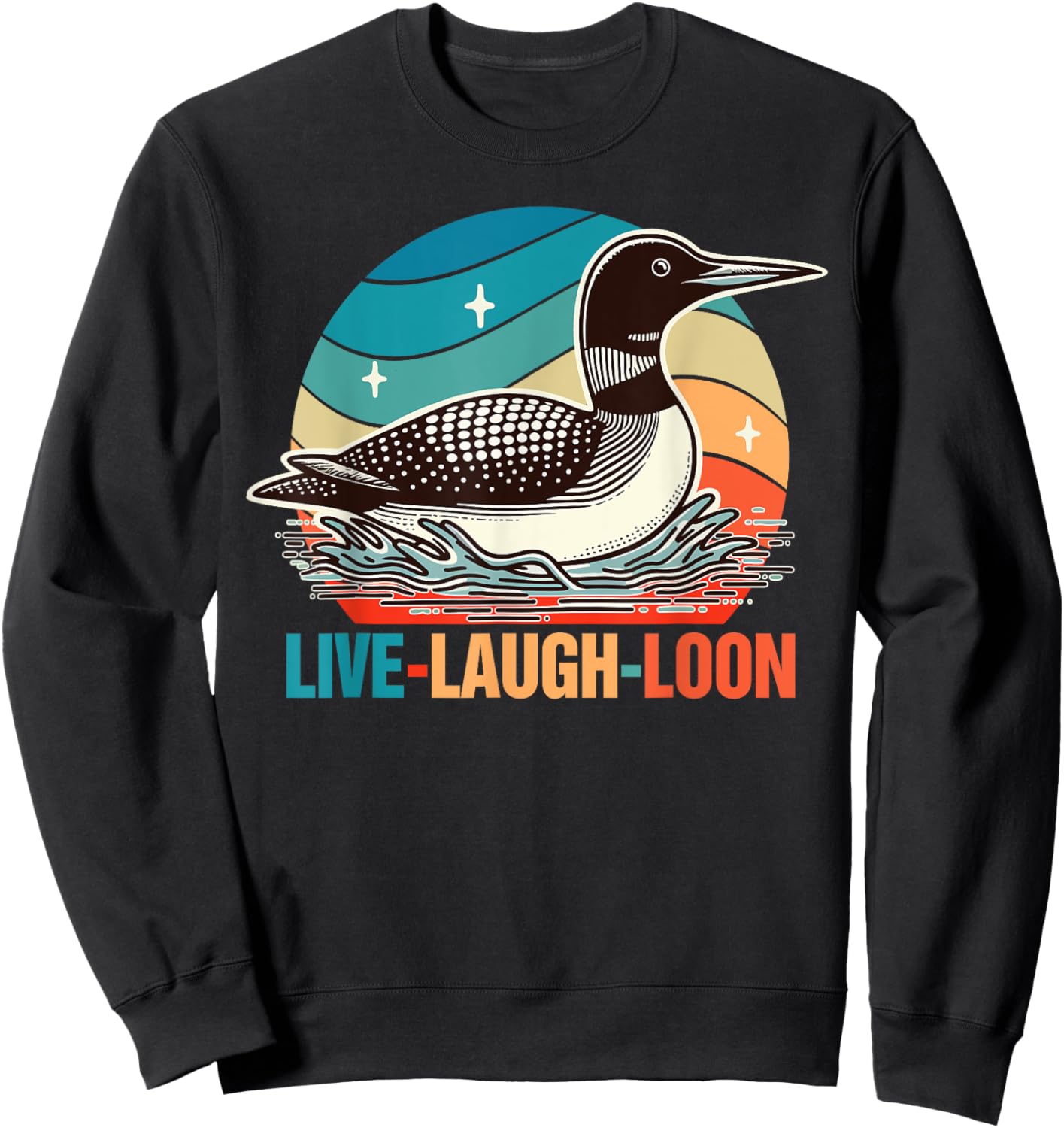 Funny Birds Mom Retro Vintage Outfits Common Loon Bird Lover Bird Watching Lives Laugh Loon , Small, Black Sweatshirt - Sweatshirt | Black