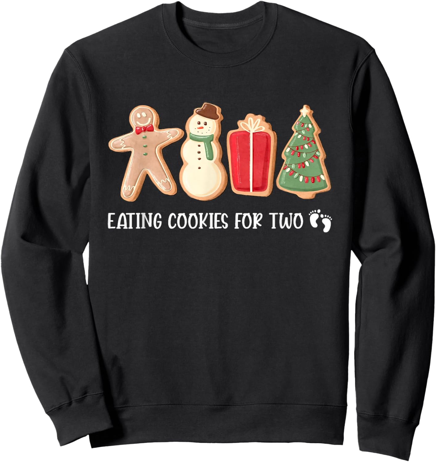 Eating Cookies For Two, New Baby Announcement Sweatshirt - Sweatshirt | Black