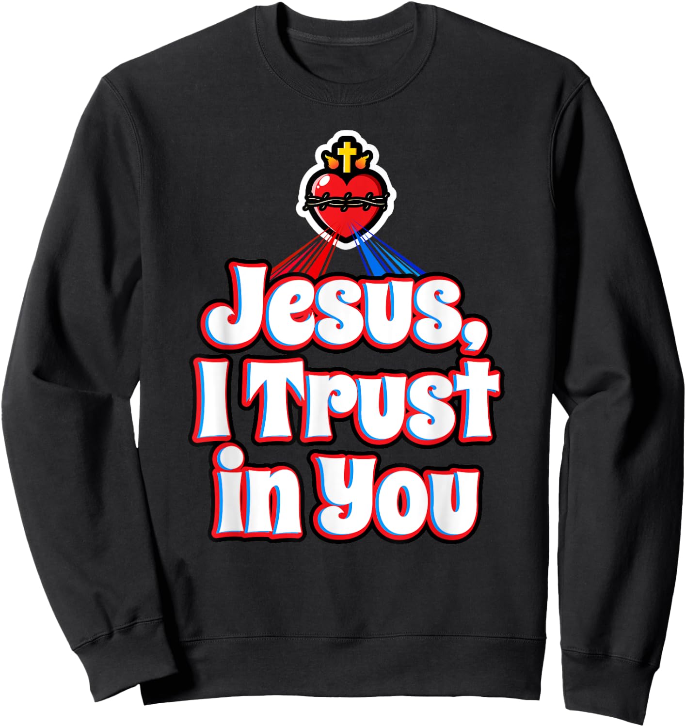 Divine Mercy for Kids Jesus I Trust in You Sacred Heart Cute Sweatshirt - Sweatshirt | Black
