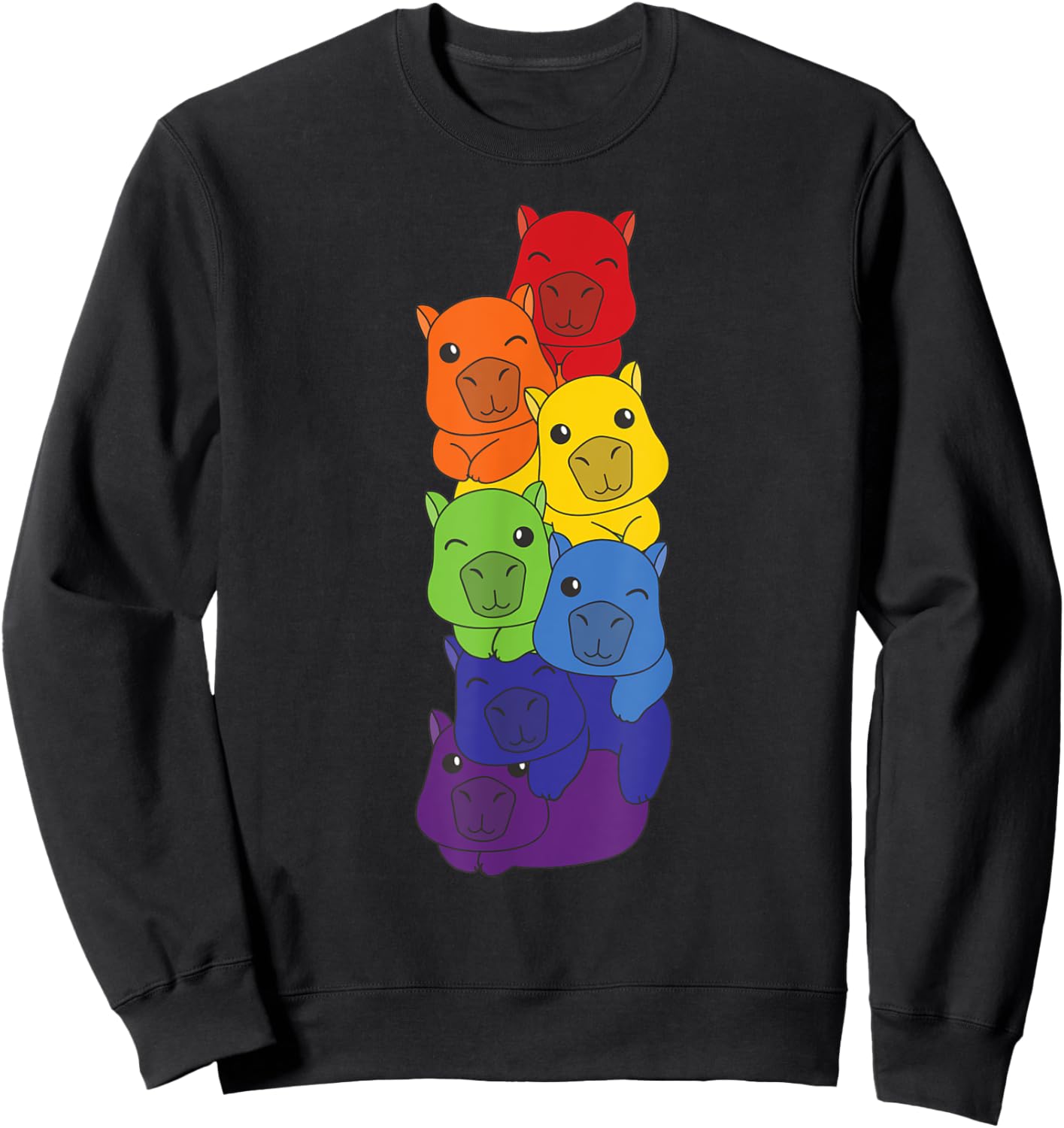 Rainbow Capybaras Cute Animals Colorful Capybara Sweatshirt - Sweatshirt | Black