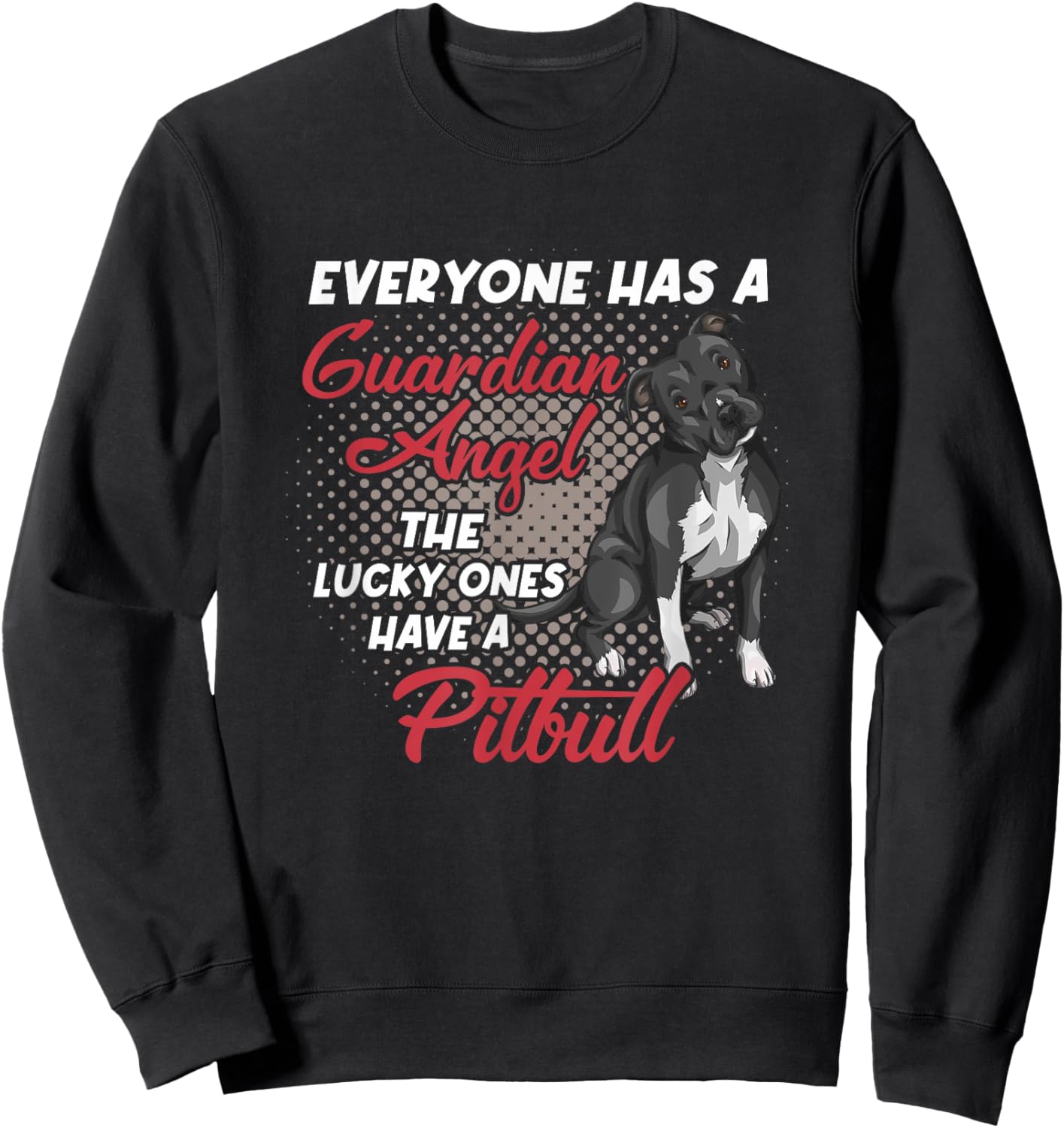 Black Pitbull Is My Guardian Angel Funny Pit Bull Dog Owner Women Sweatshirt - Sweatshirt | Black