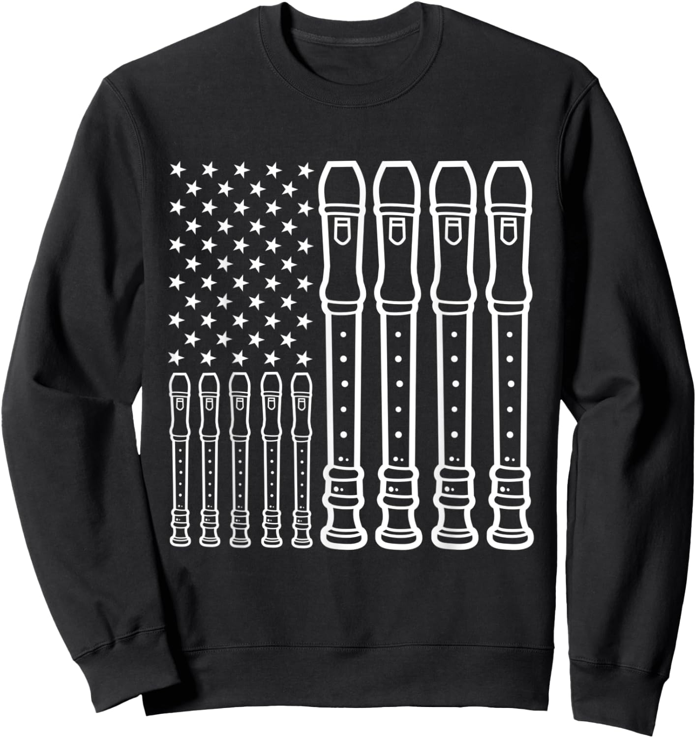Recorder Player Musical Instrument American Flag Sweatshirt - Sweatshirt | Black
