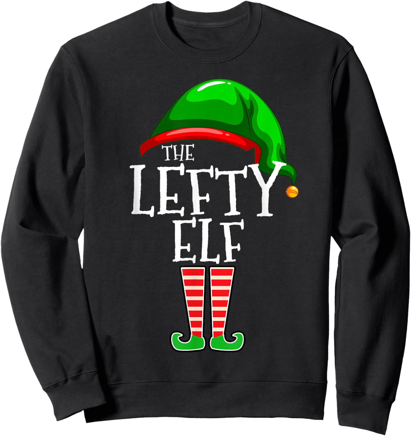 The Lefty Elf Family Matching Group Christmas Gift Sweatshirt - Sweatshirt | Black