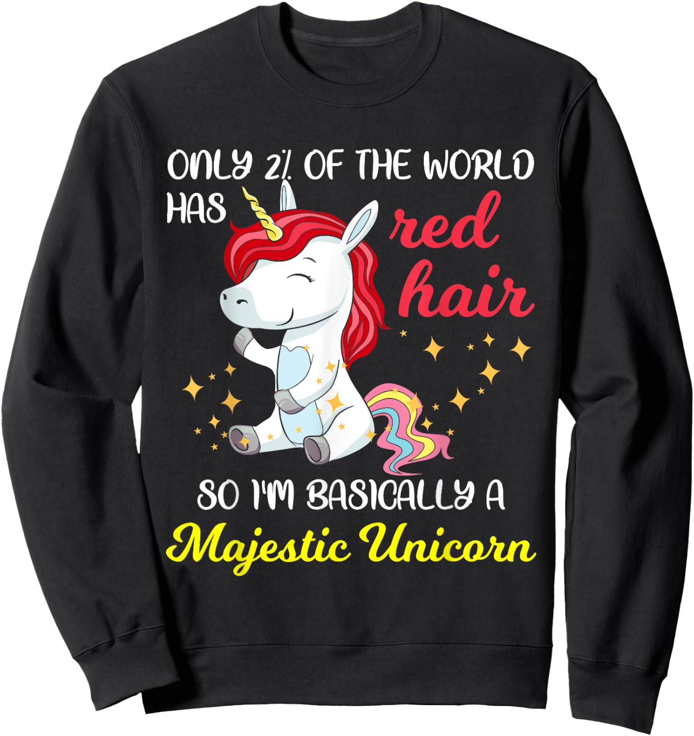 Red Hair Majestic Unicorn Funny Ginger Head Pride Sweatshirt - Sweatshirt | Black