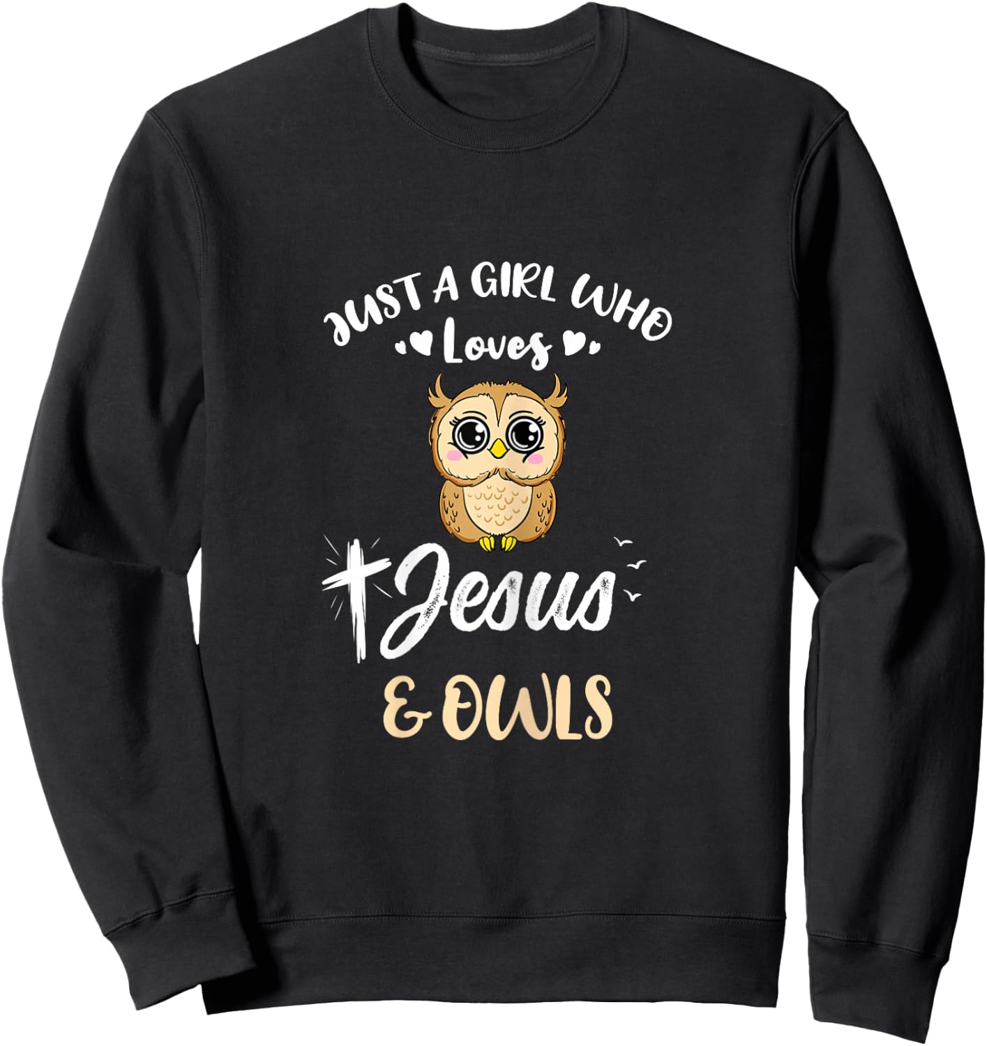 Just A Girl Who Loves Jesus And Owls Sweatshirt - Sweatshirt | Black