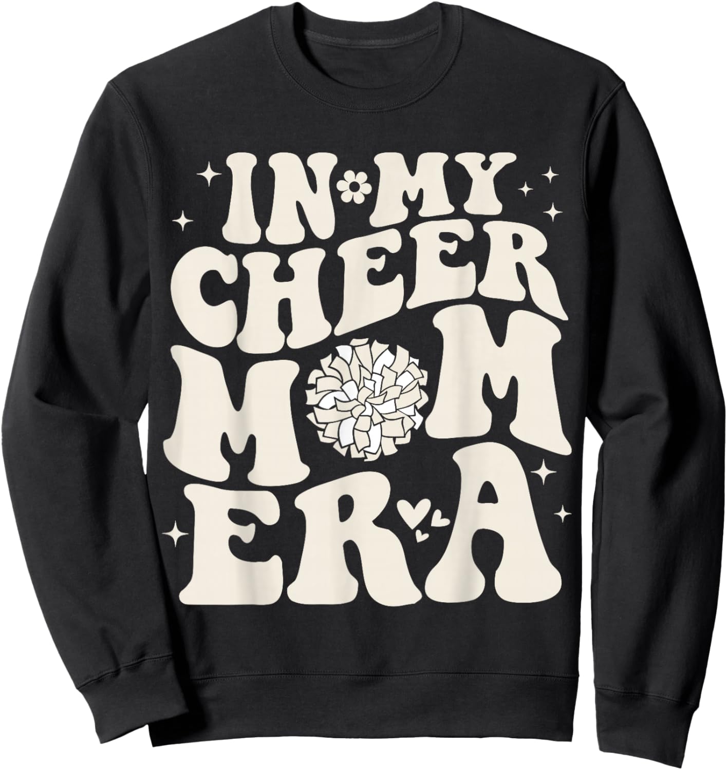 In My Cheer Mom Era Groovy Cheerleading Football Mom Women Sweatshirt - Sweatshirt | Black