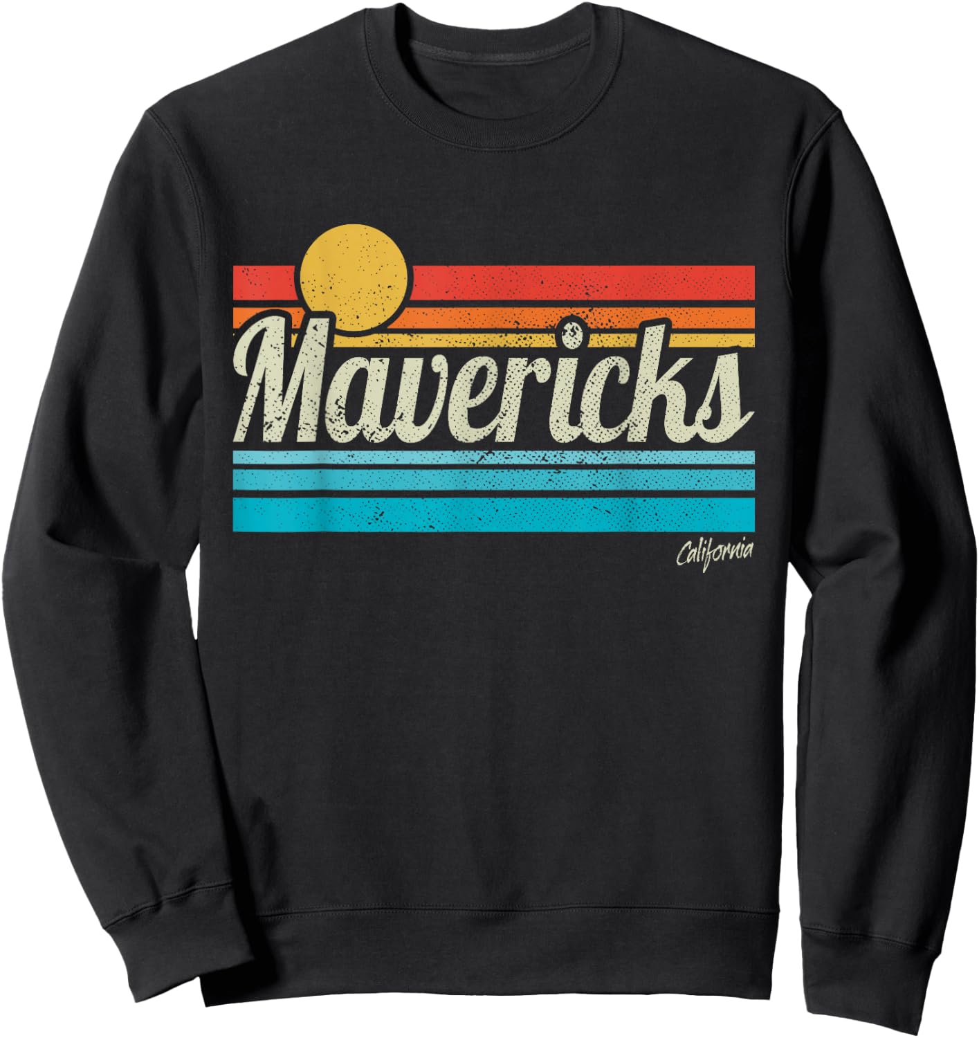Mavericks California Retro Sunset Surf Trip I Love Surfing Sweatshirt - Sweatshirt | Black