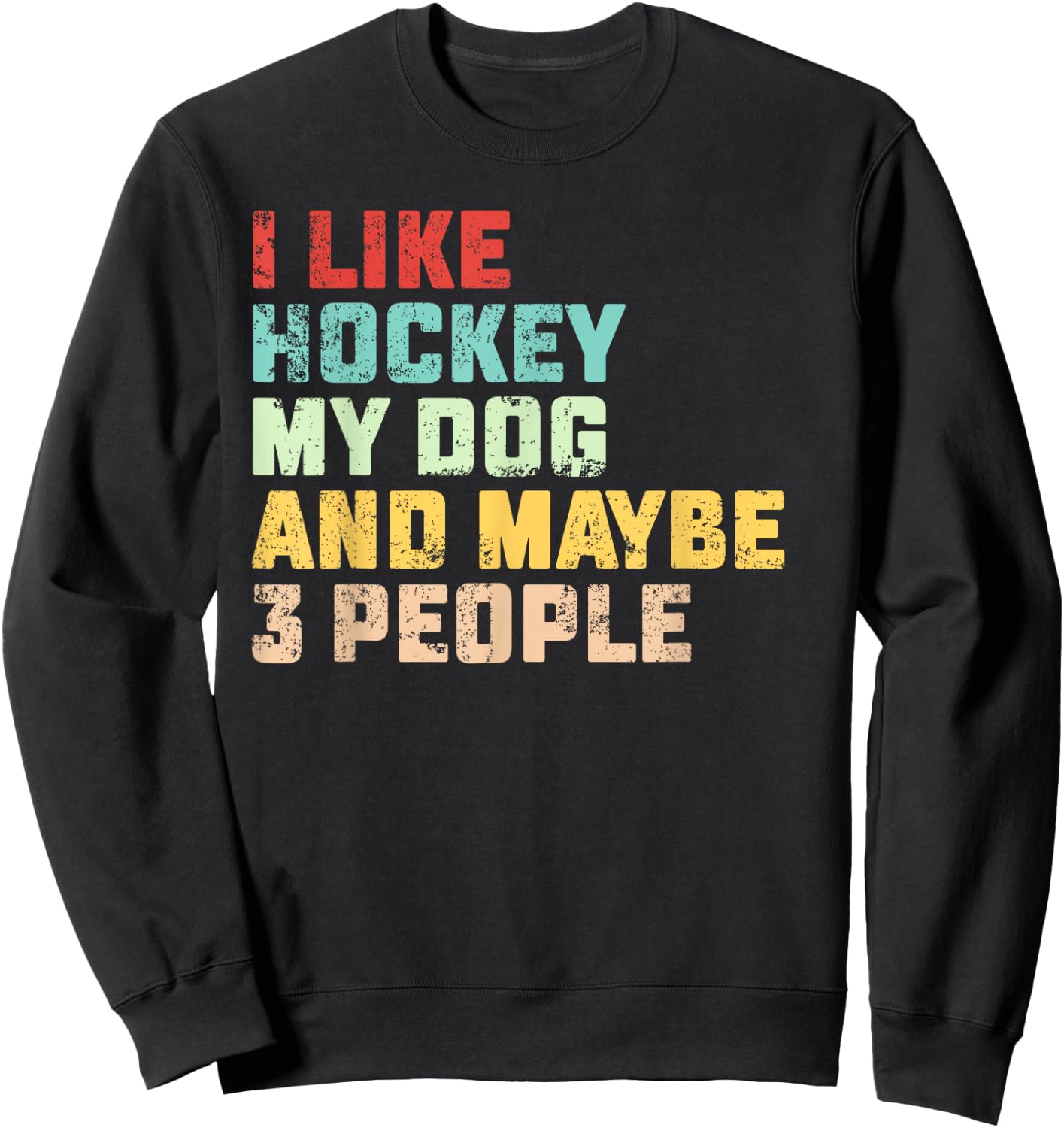 I Like Hockey My Dog & Maybe 3 People Hockey Coach Vintage Sweatshirt - Sweatshirt | Black