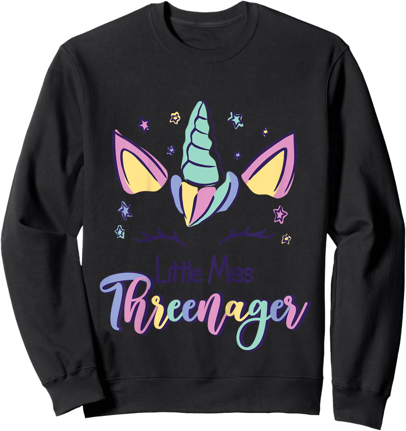 Little Miss Threenager Birthday 3 Years Sweatshirt - Sweatshirt | Black