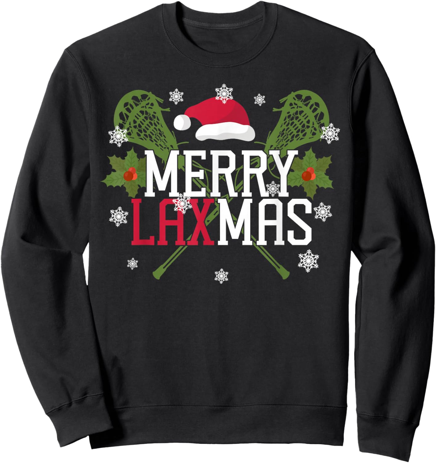 Lacrosse Lax Christmas Merry Lax-Mas Sweatshirt - Sweatshirt | Black