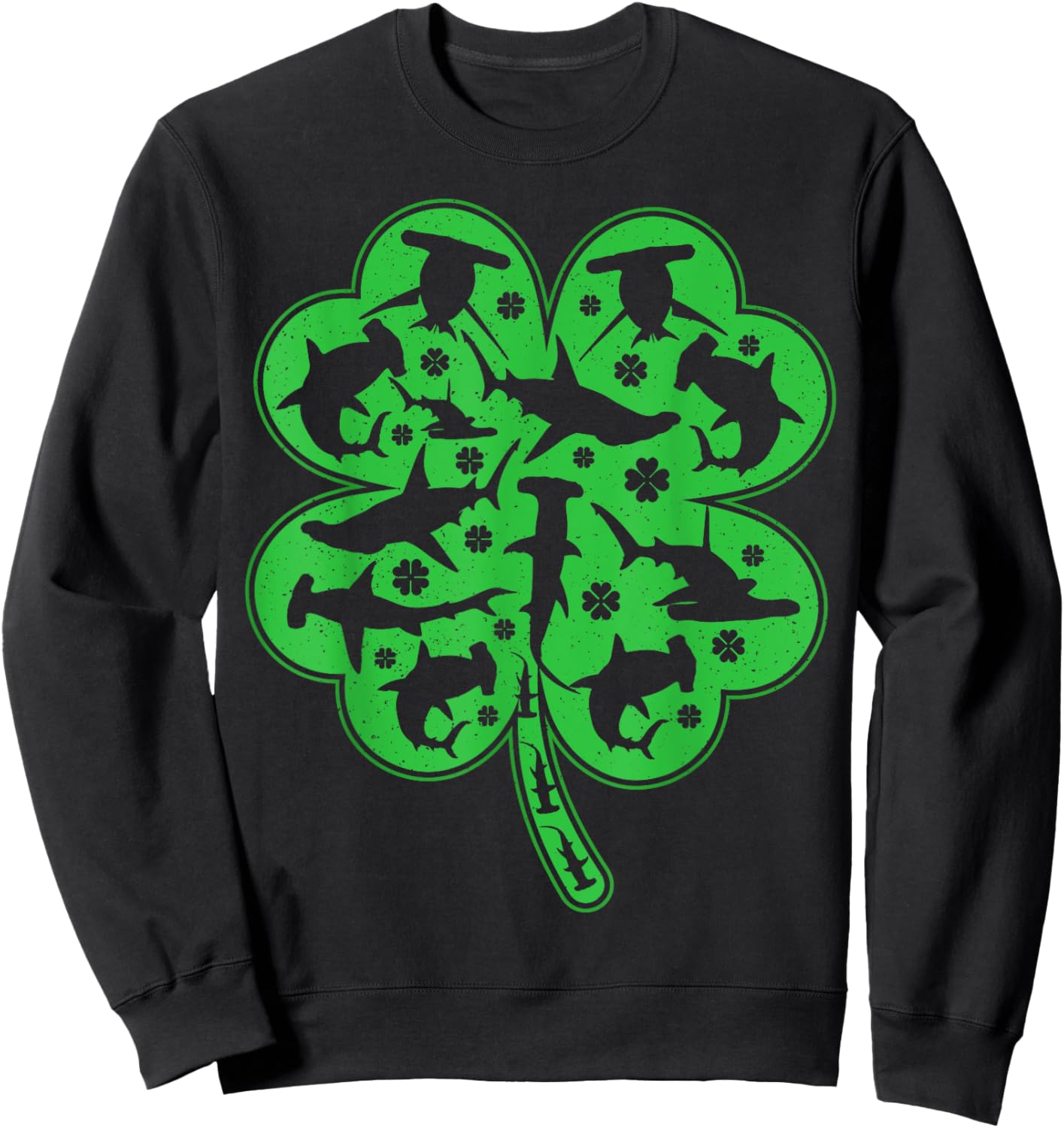 Irish Shamrock Leaf Hammerhead Shark St. Patrick's Day Sweatshirt - Sweatshirt | Black