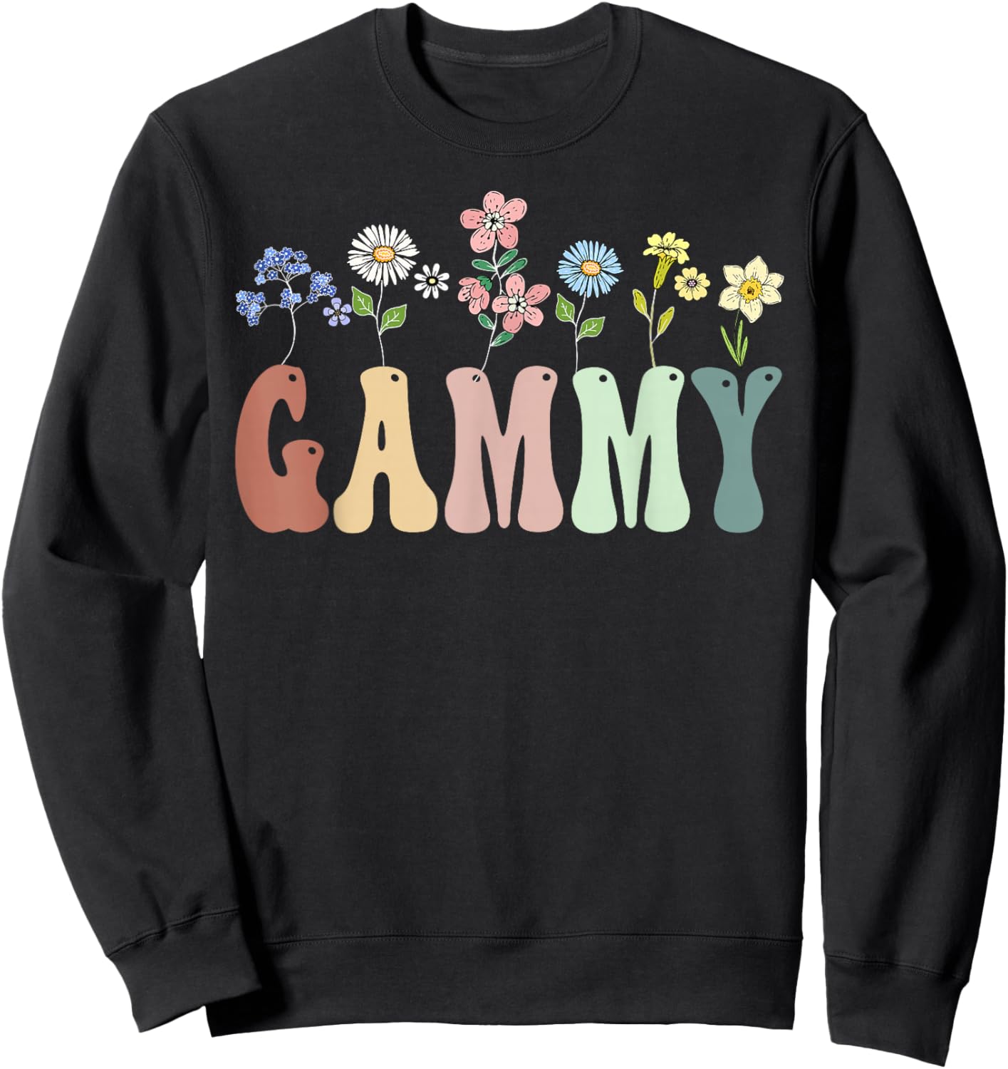 Gammy Gifts Women Wildflower Floral Design Gammy Sweatshirt - Sweatshirt | Black