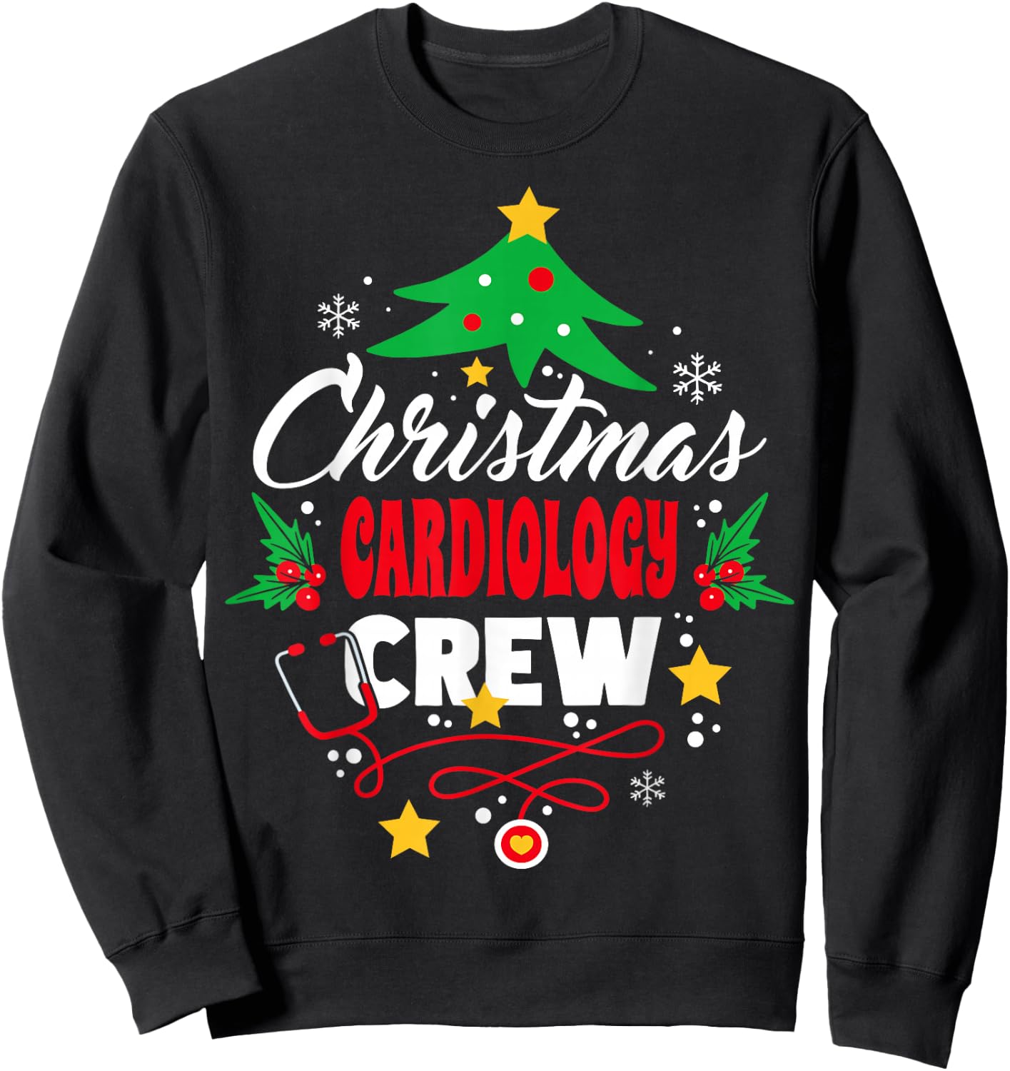 Cardiac Nurse Christmas Tree Cardiology Crew Nurse Sweatshirt - Sweatshirt | Black