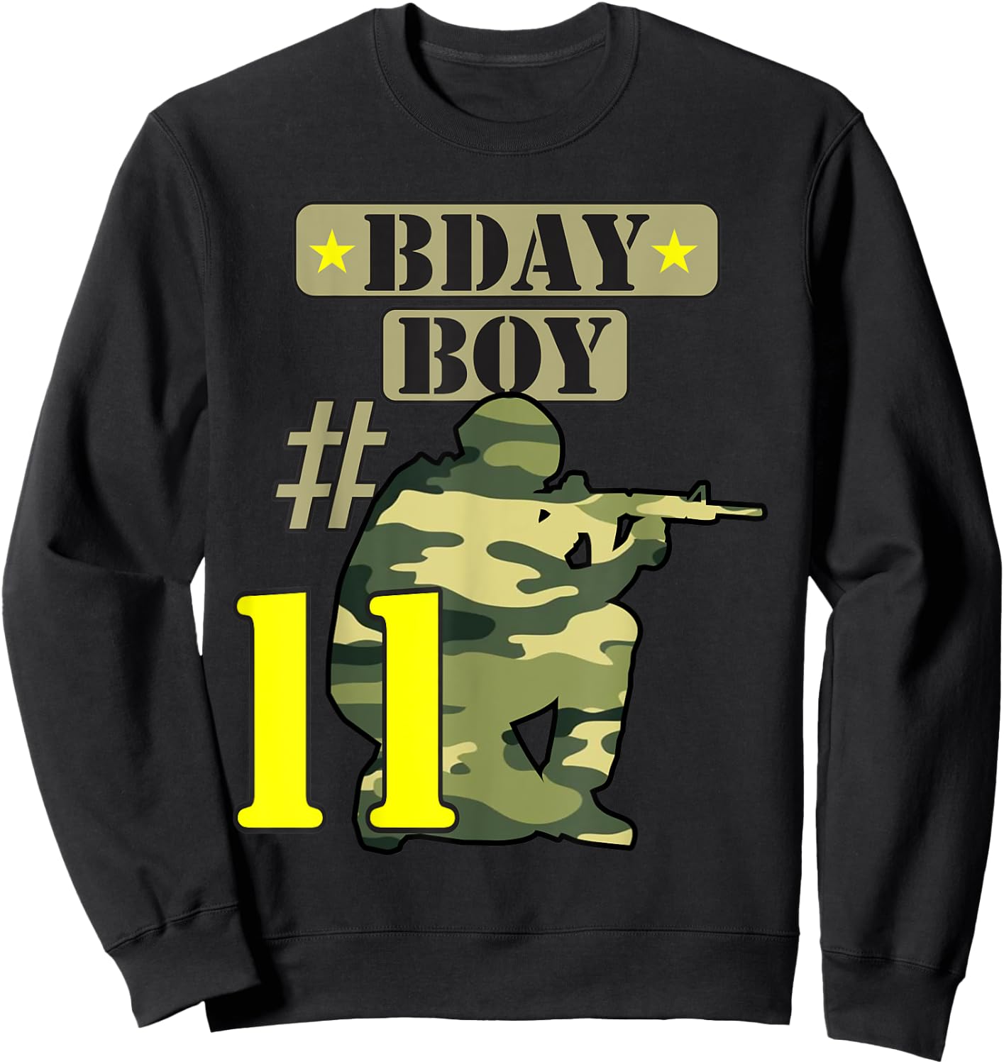 11Th Birthday Boy Camo -Eleven years old -Camouflage Sweatshirt - Sweatshirt | Black