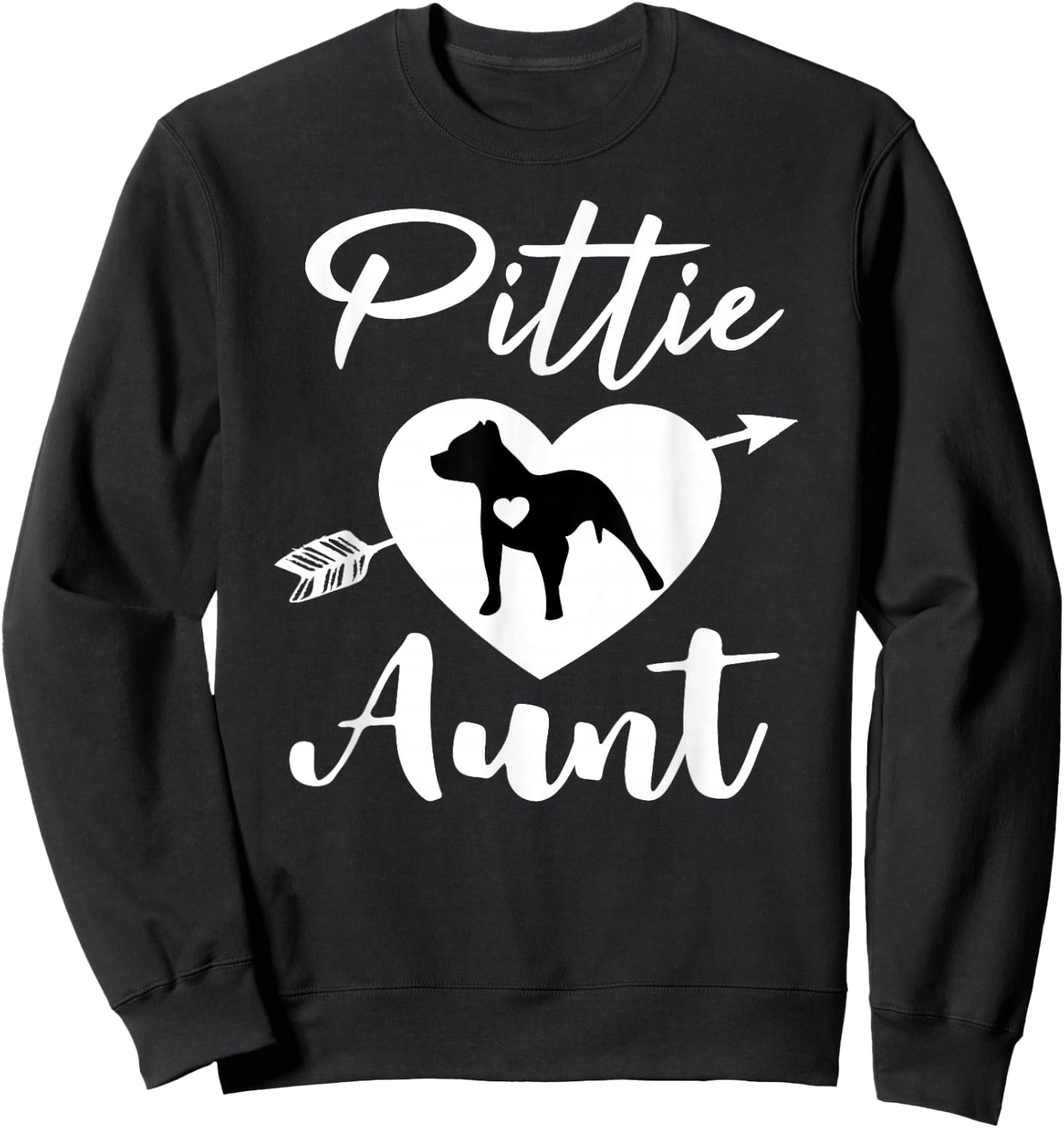 Pittie Aunt Cute Pitbull Auntie Heart Love Pit Bull Lover Sweatshirt - Sweatshirt | Black