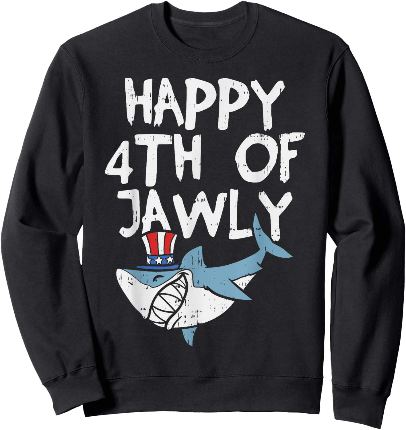 Happy 4th Of Jawly Shark Animal 4th Of July USA Patriot Boy Sweatshirt - Sweatshirt | Black