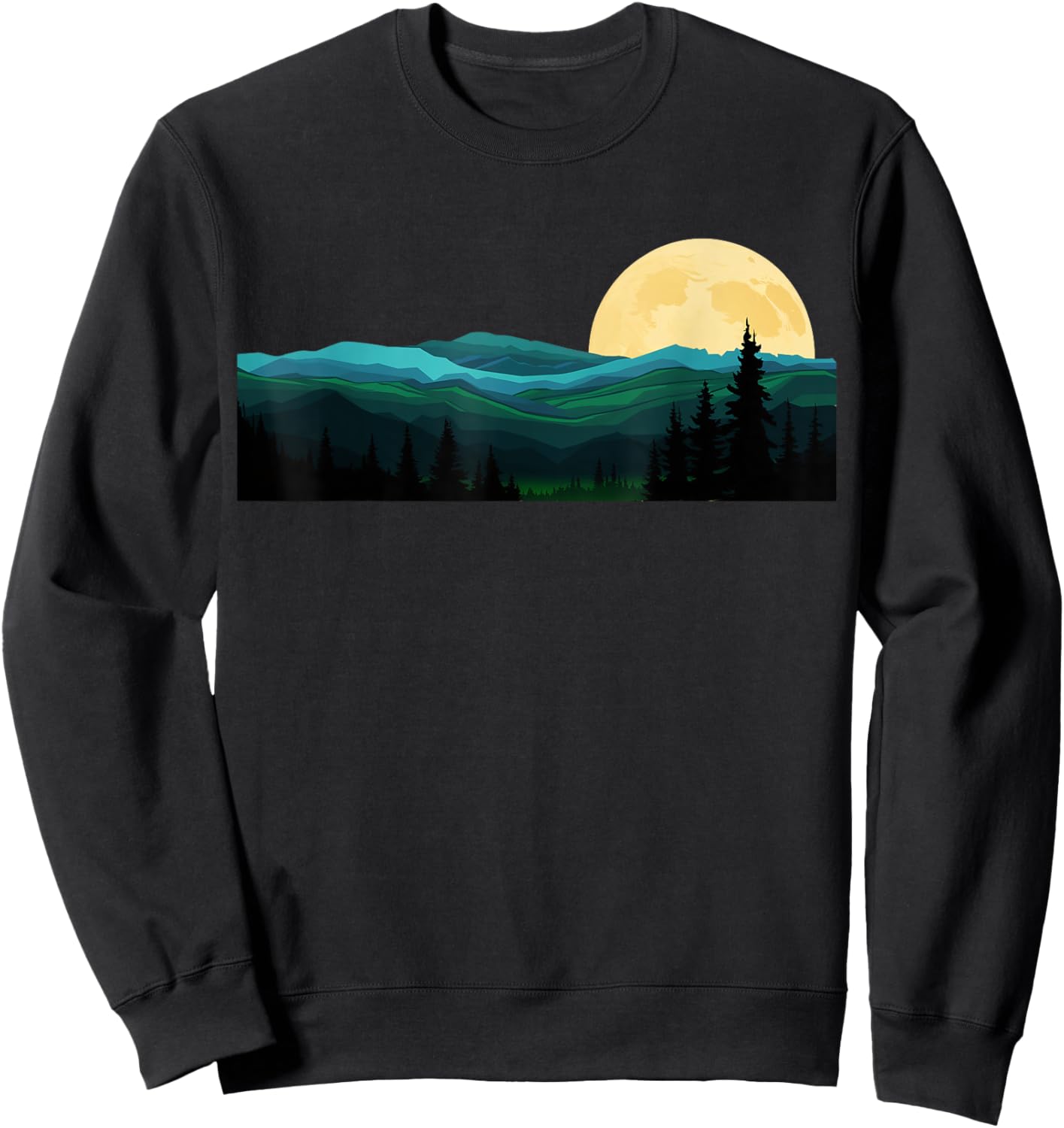 Nature Mountains Adventure Outdoor Wildlife Forest Trees Sweatshirt - Sweatshirt | Black