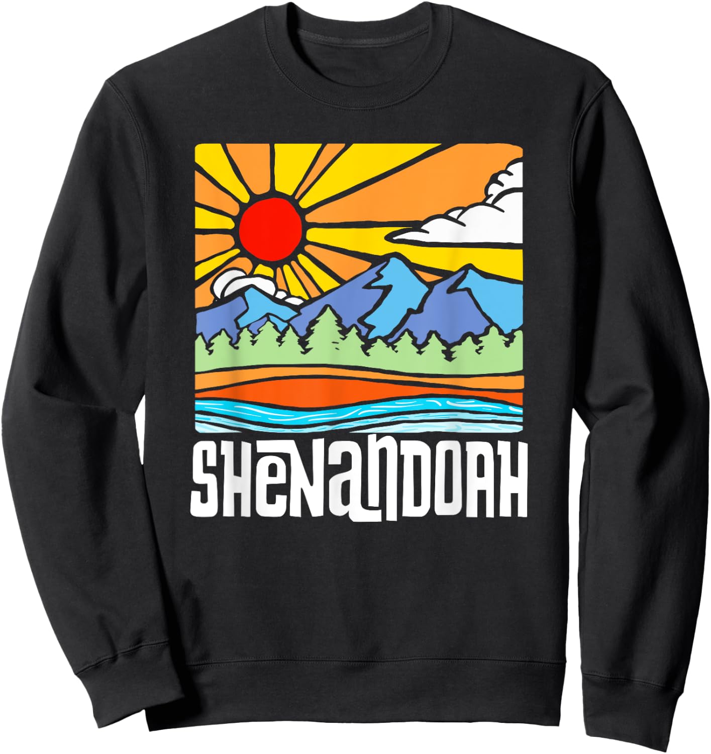 Shenandoah National Park Artistic Nature & Mountains Vintage Sweatshirt - Sweatshirt | Black