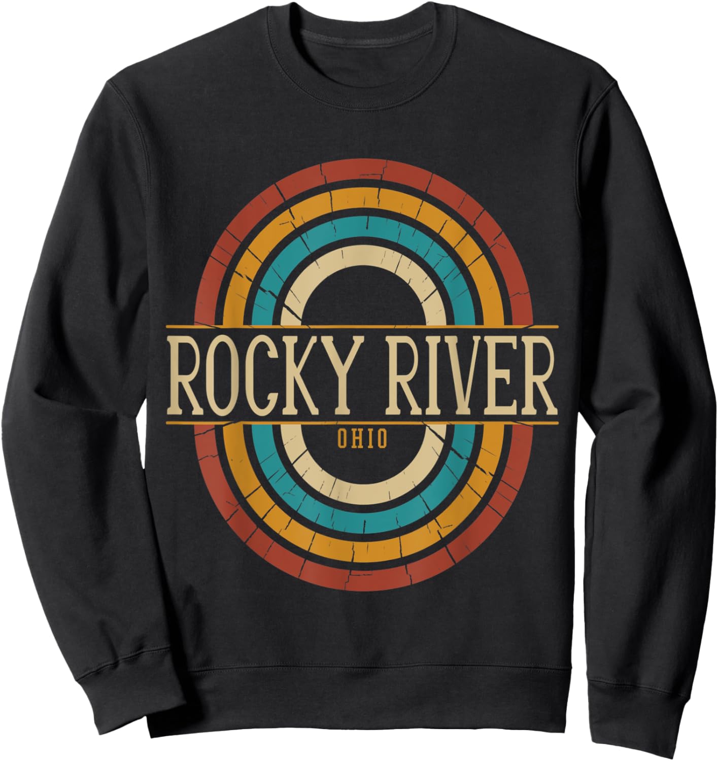 Vintage Retro Rocky River Ohio OH Souvenirs Sweatshirt - Sweatshirt | Black