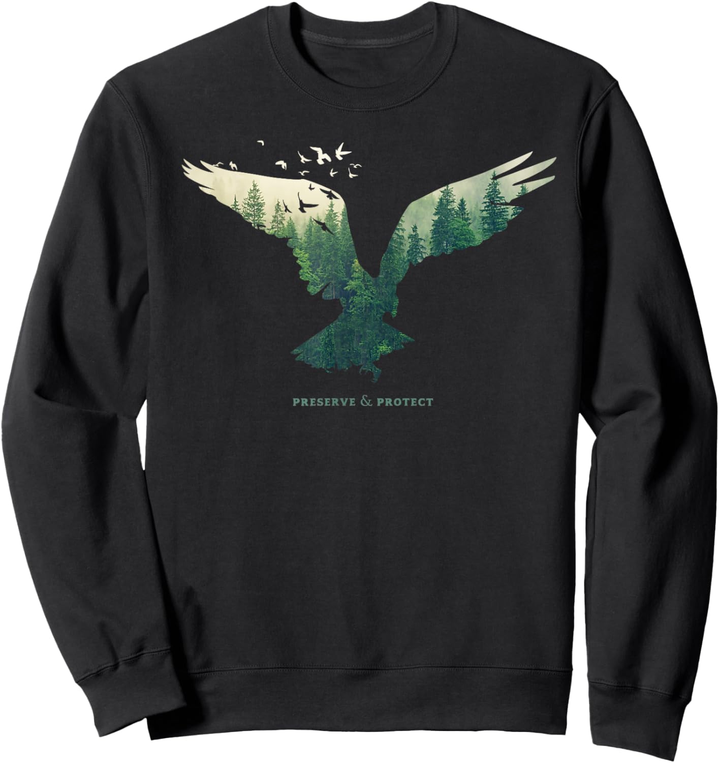 Preserve & Protect Vintage National Park Eagle Bird Sweatshirt - Sweatshirt | Black