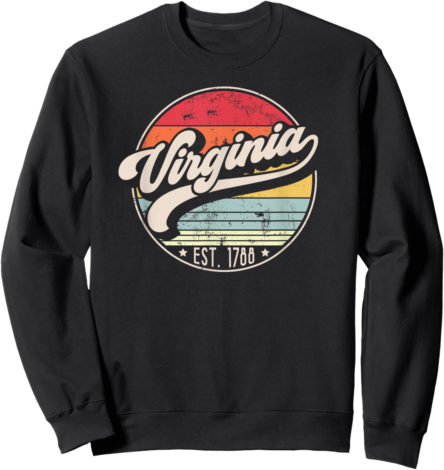 Retro Virginia Home State VA Cool 70s Style Sunset Sweatshirt - Sweatshirt | Black