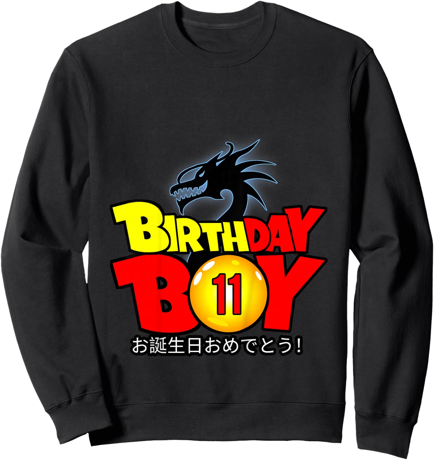 Kids 11 Year Old 11th Dragon Anime Style Birthday Gift Boys Sweatshirt - Sweatshirt | Black