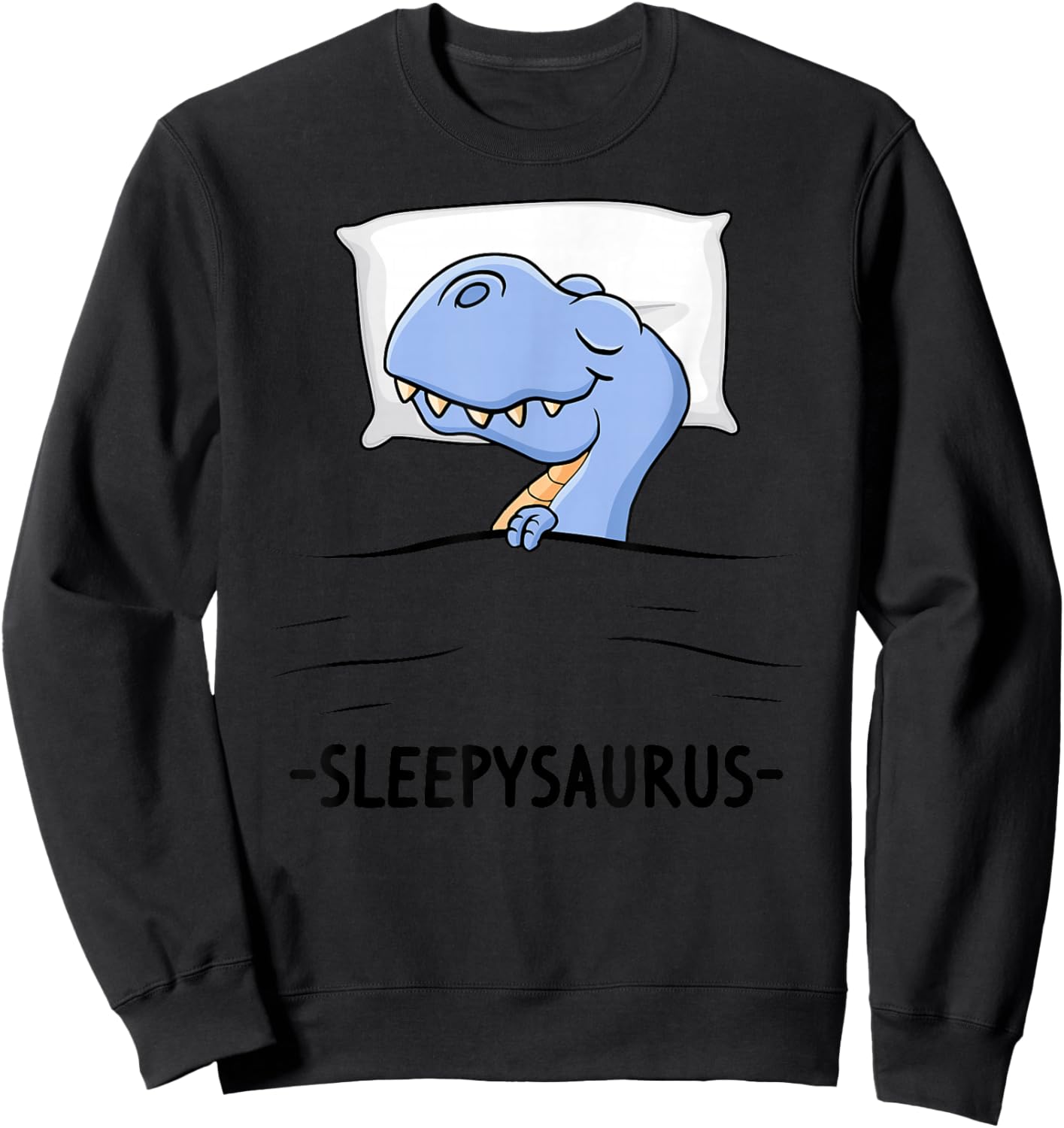 Lustig Dino Schlafoutfit schlafen Damen Pyjama Sleepysaurus Schlafshirt Schlafanzug Nachthemd Dinosaurier , Weiß, Klein, , Cartoon, Herbst, Winter Sweatshirt - Sweatshirt | Black