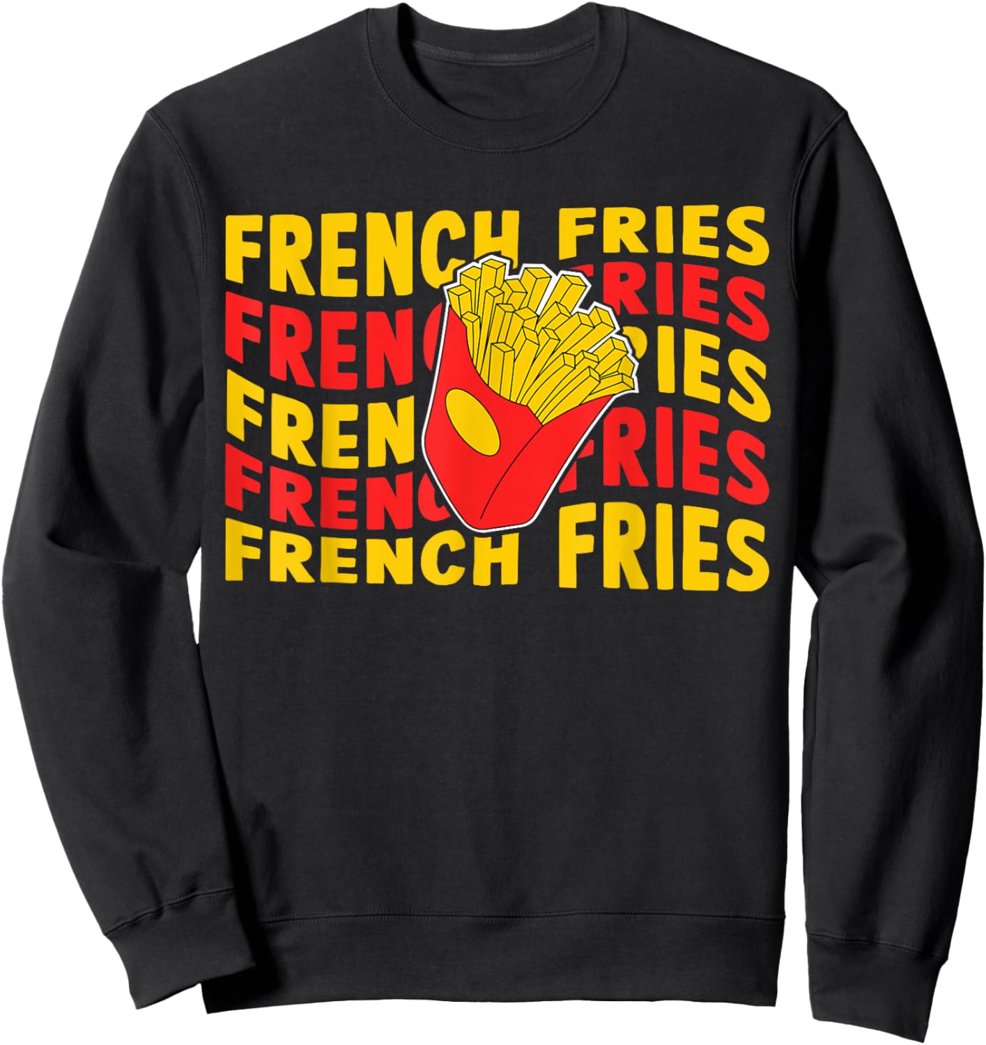 Retro Franch Fries For Kids Men Women French Fries Fryer Sweatshirt - Sweatshirt | Black
