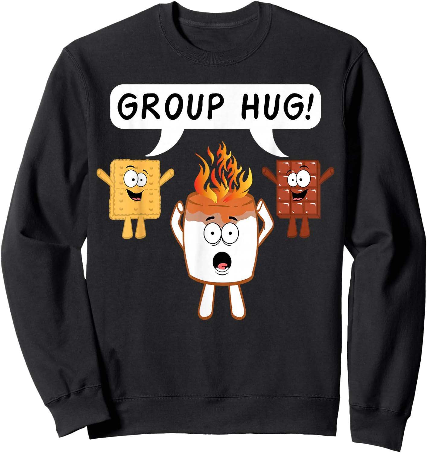 Group Hug S'mores Camping Bonefire Chocolate Marshmallow Sweatshirt - Sweatshirt | Black